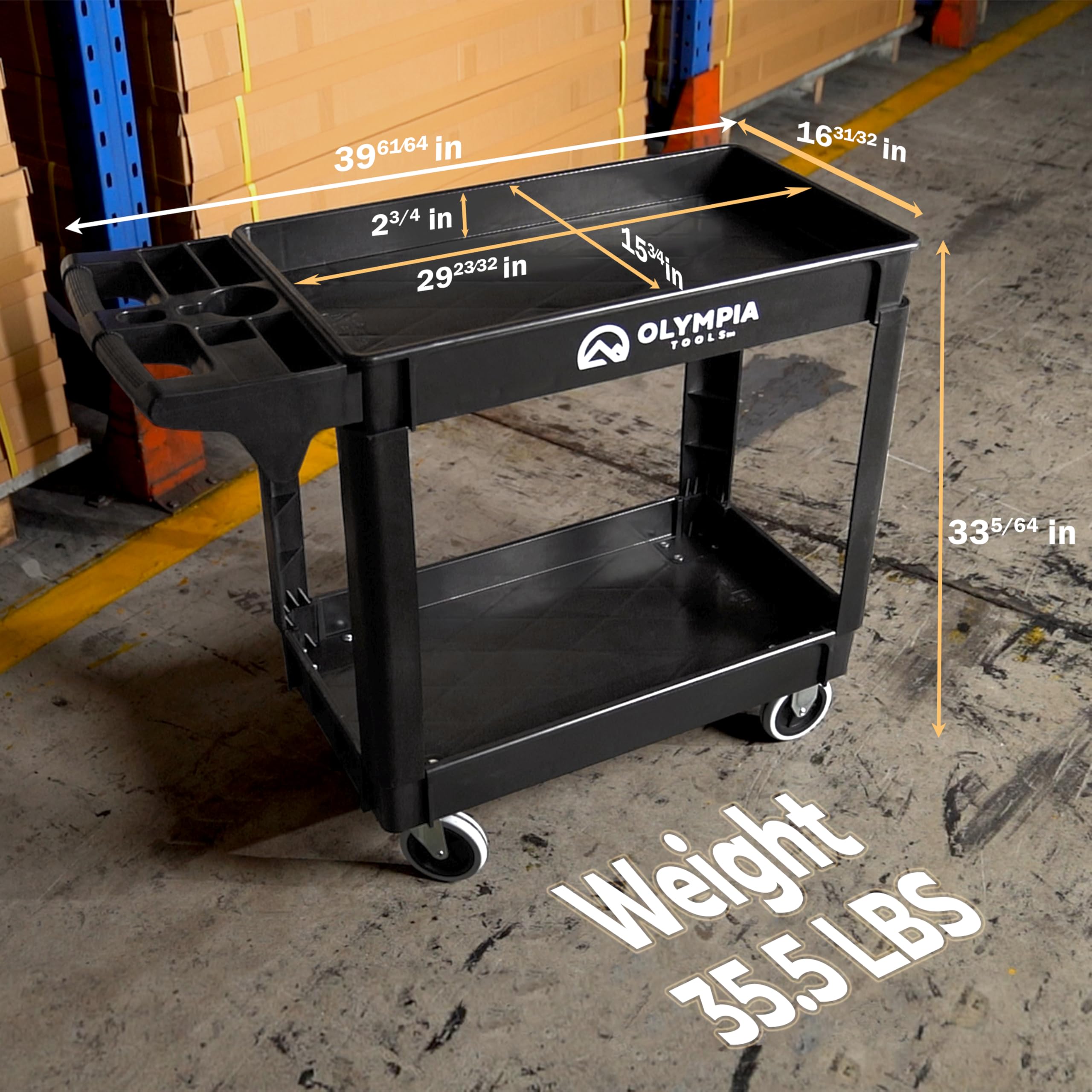 Heavy Duty Rolling Utility Cart with Wheels - 500 lbs Capacity for Warehouse & Garage Use