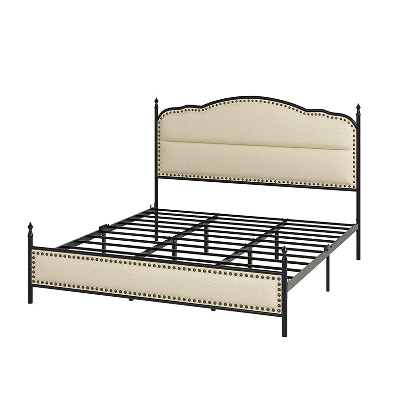 Ernesto 61 Industrial King & Queen Size Platform Bed Frame - Modern Metal & Wood Design for Bedroom, Guest Room, Loft or Studio Apartment
