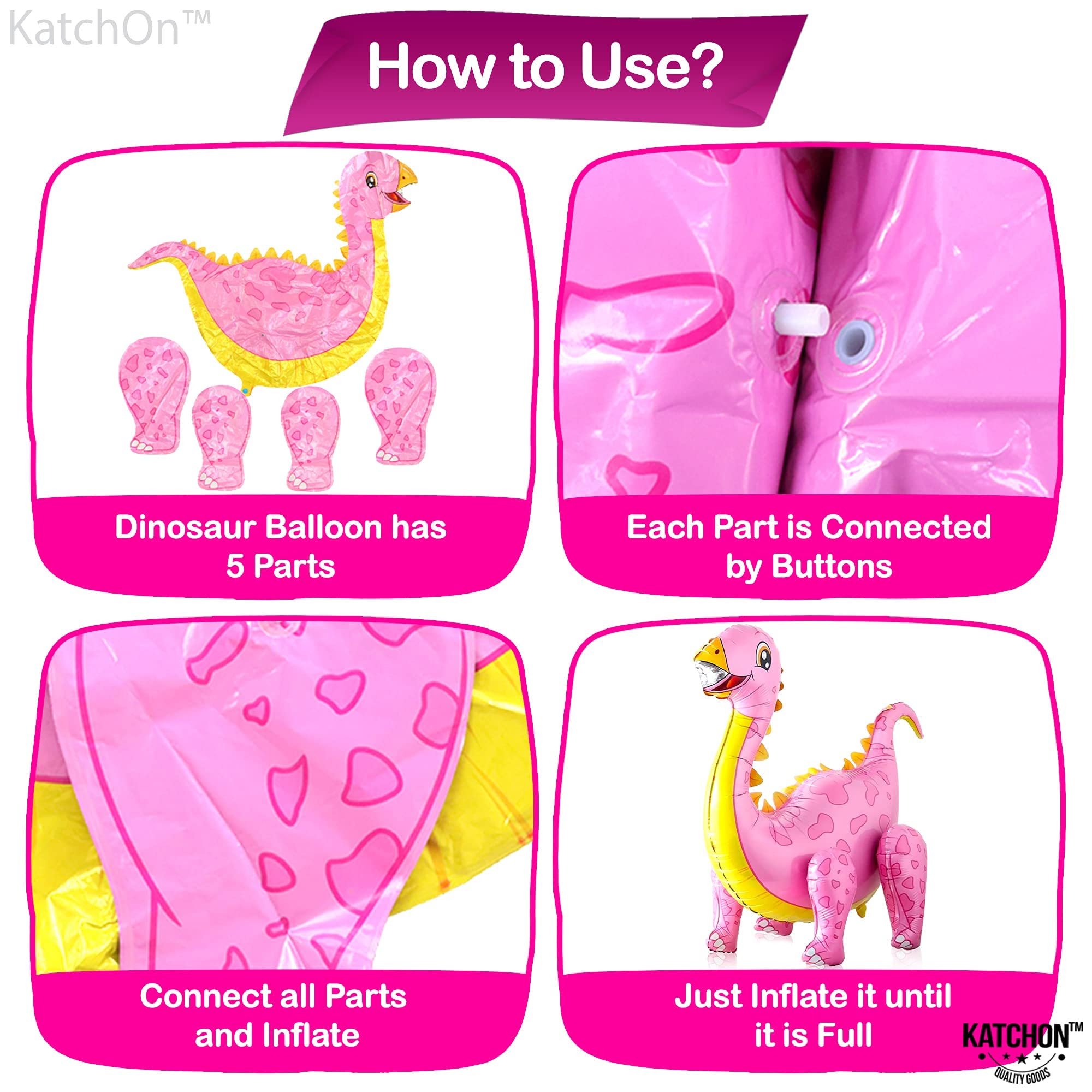 3D Pink Dinosaur Balloons for Girls - 35 Inch Large Tanystropheus Dinosaur Foil Balloons | 34 Inch 4D Dinosaur Party Decorations | Perfect for Birthday Parties, Baby Showers & Dinosaur-Themed Events