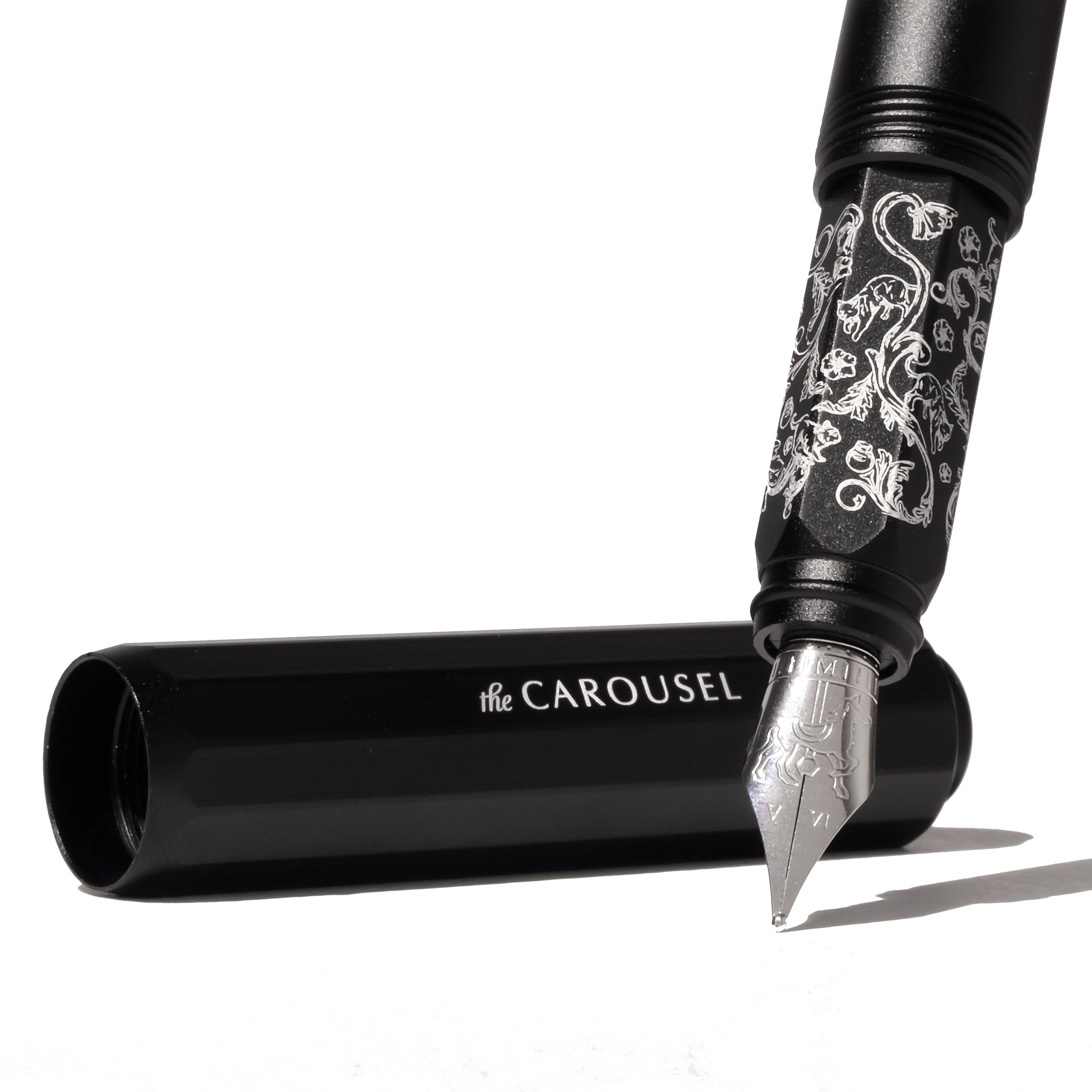 Premium Aluminum Carousel Fountain Pen - Bearrington Black - Elegant Writing Instrument for Professionals, Students & Gift Giving