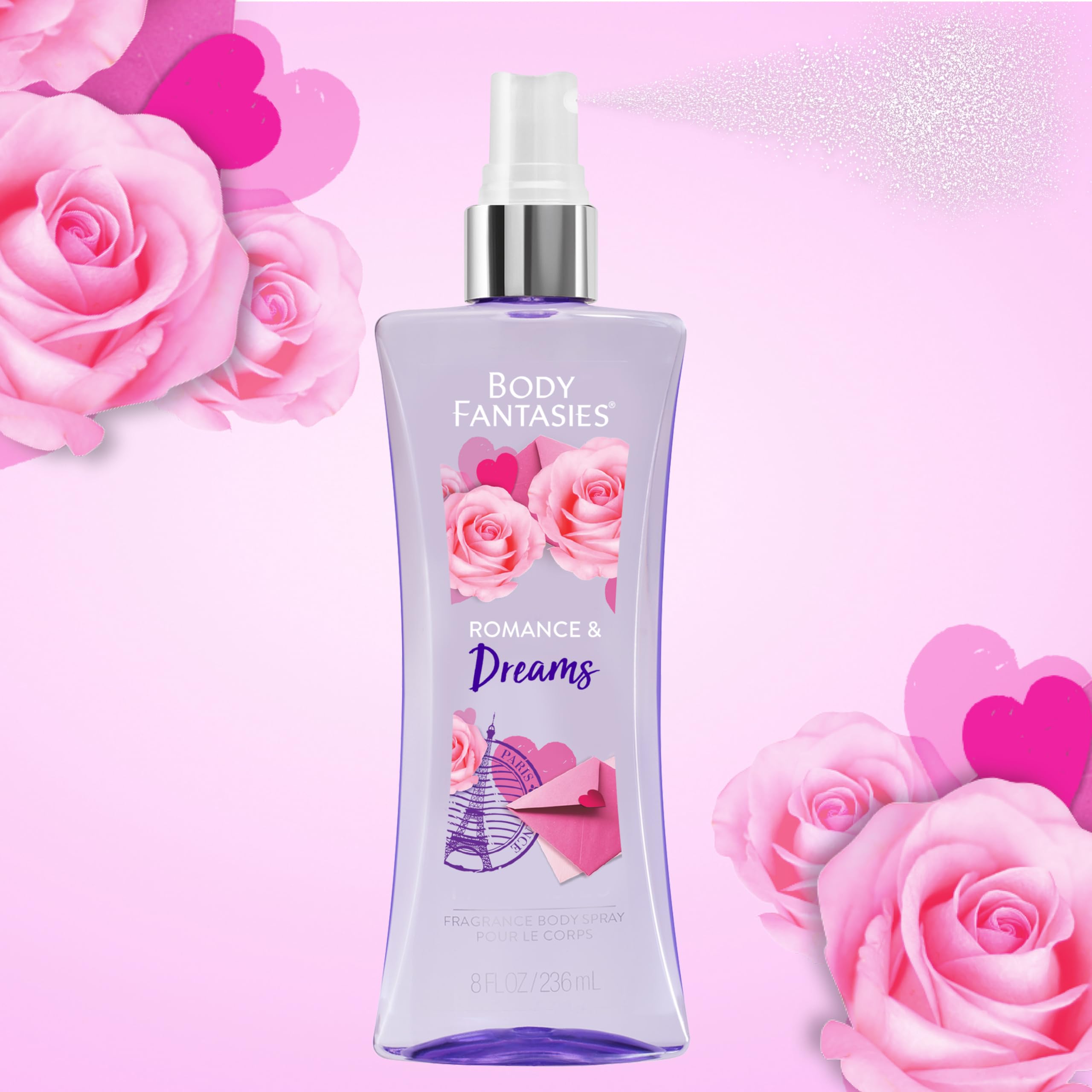 Body Fantasies Signature Fragrance Body Spray - Romance and Dreams Scent for Women, 8 Fl Oz | Long-Lasting Perfume Mist for Daily Wear, Date Night & Special Occasions