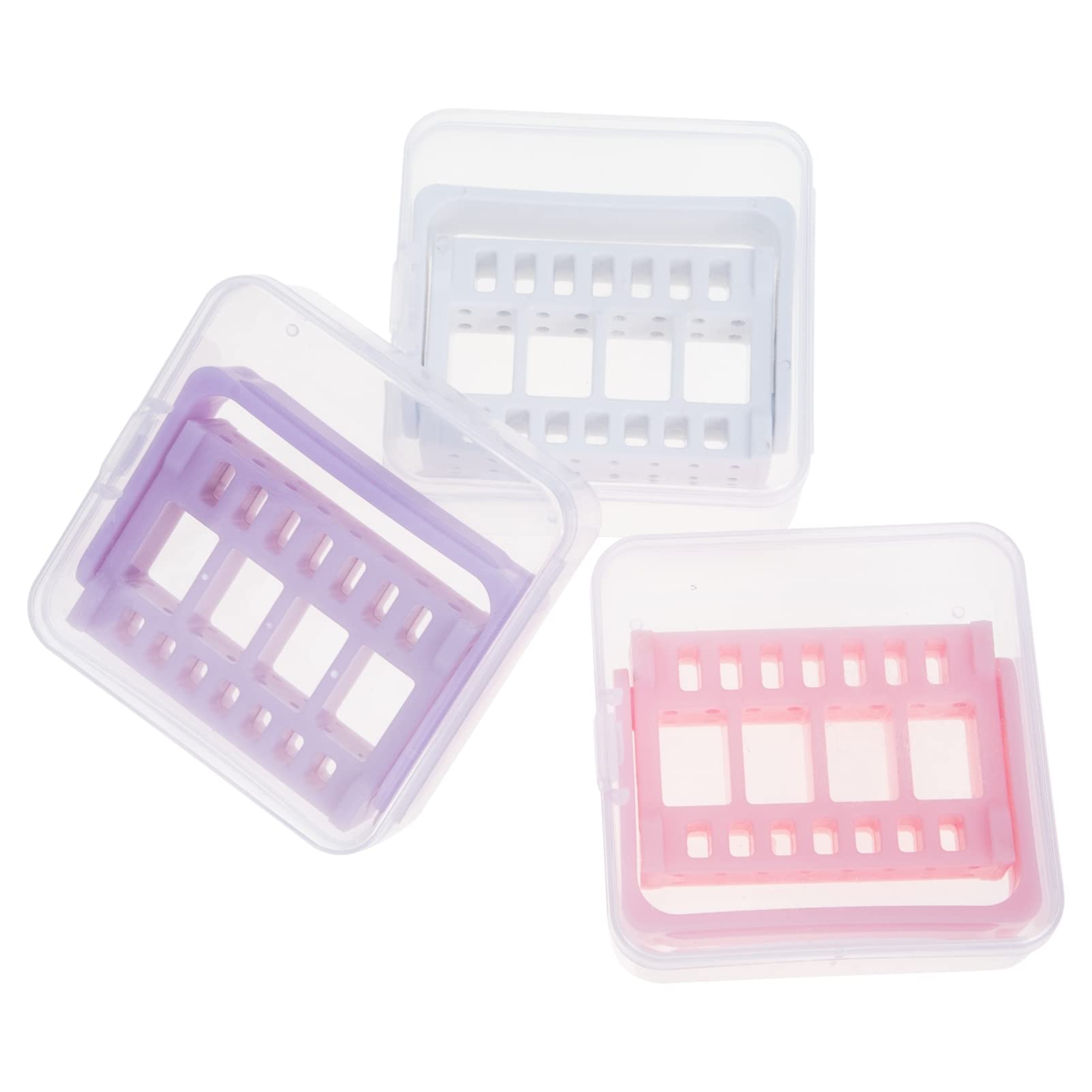 Lurrose 3Pcs Nail Drill Storage Box - Portable Nail Drill Bit Holder Organizer with PP Box Rack for Salon & Home Use | Multipurpose Display Case for Nail Art Tools & Accessories