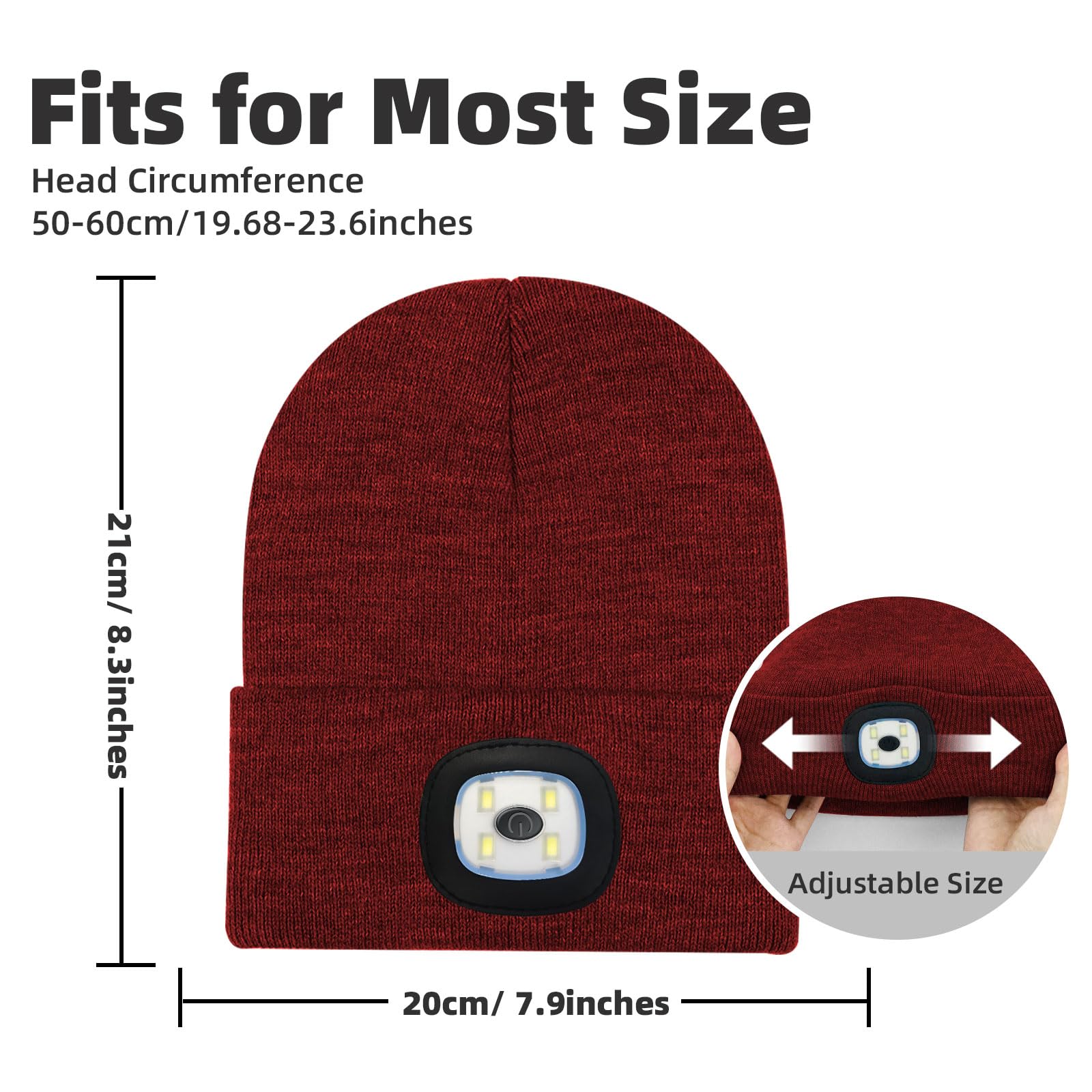 Unisex LED Beanie Hat with Light - USB Rechargeable Headlamp Winter Hat for Men & Women - Perfect Birthday Gift for Him, Boyfriend, Outdoor Activities, Camping & Night Running