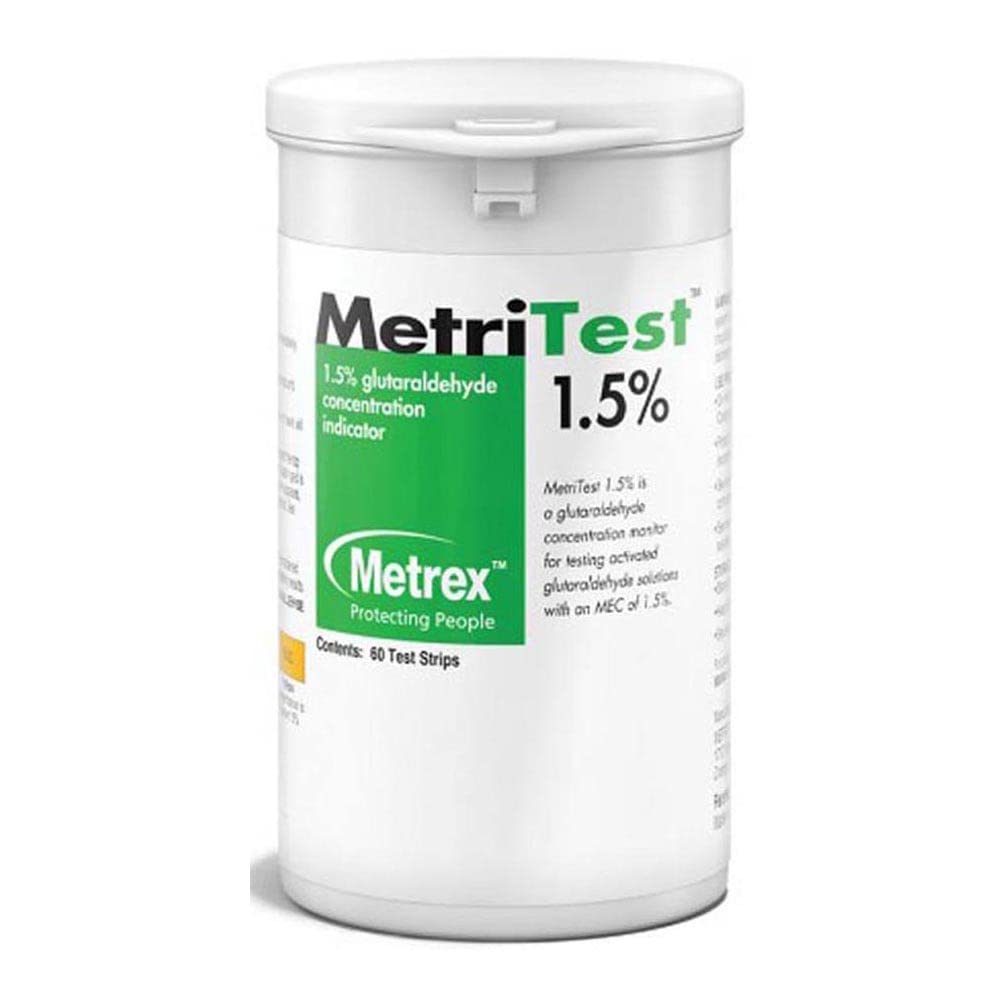 MET 10-303 Metritest 1.5% Glutaraldehyde Test Strips (60 Count) - 14-Day Use Life for Medical Equipment Sterilization & Disinfection