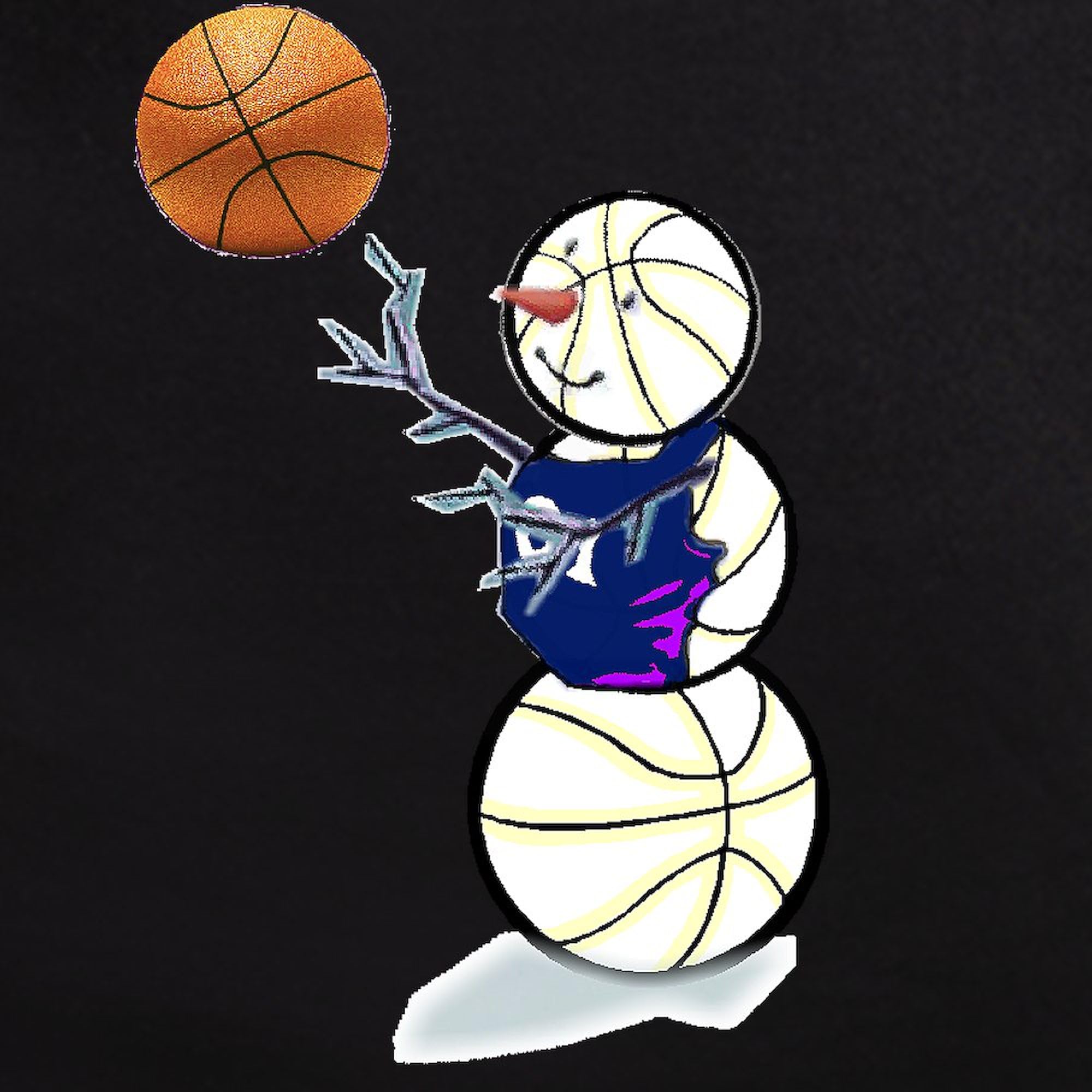 Basketball Snowman Men's Dark Pajama Set - 2-Piece Lounge & Sleepwear for Men | Cozy Winter Nights & Christmas Gift Idea