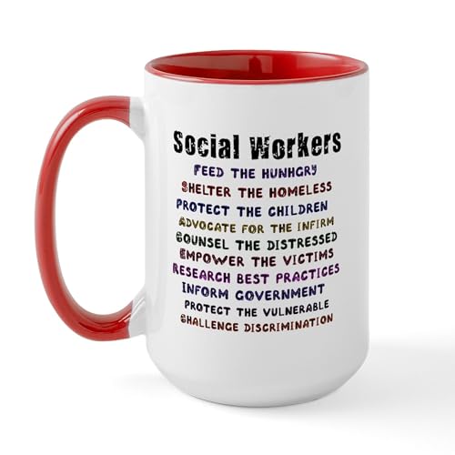 White/Red Inside - Social Workers Work! Large Mug