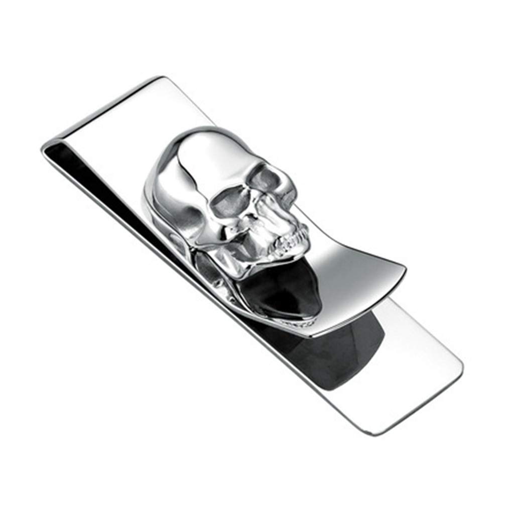 Premium Stainless Steel Skull Money Clip - Slim Silver Card Holder for Cash, Credit Cards & Business Cards - Unique Men's Gift (6.5x2.1cm) - Perfect for Daily Use, Travel & Stylish Money Organization
