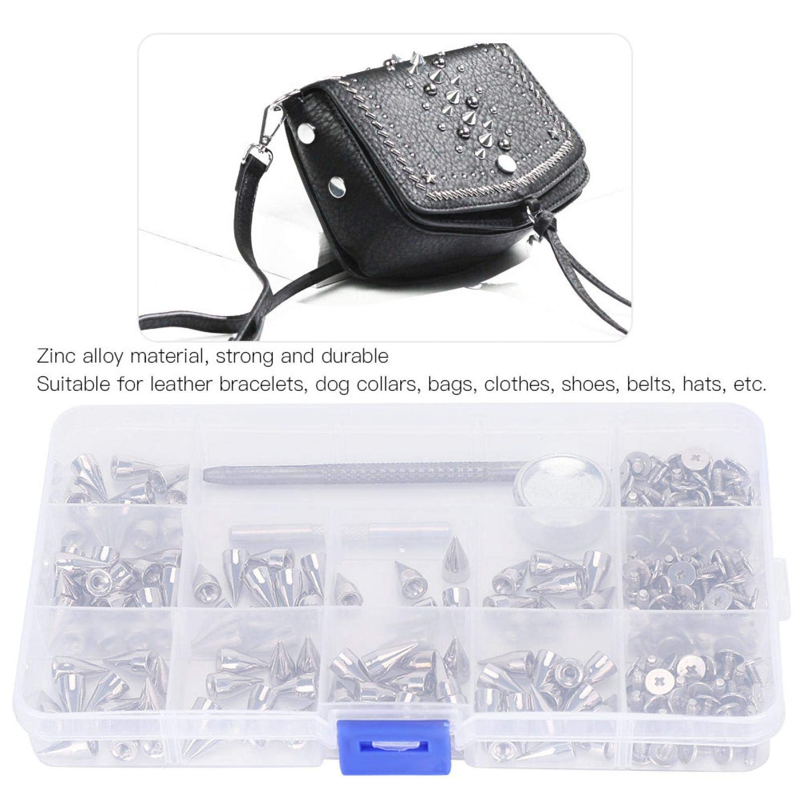 Punk Patches Cone Spikes Rivet Studs for Clothing & Leathercraft - DIY Punk Accessories for Jackets, Vests, Bracelets & Bags - Includes Installation Tool for Easy Attachment