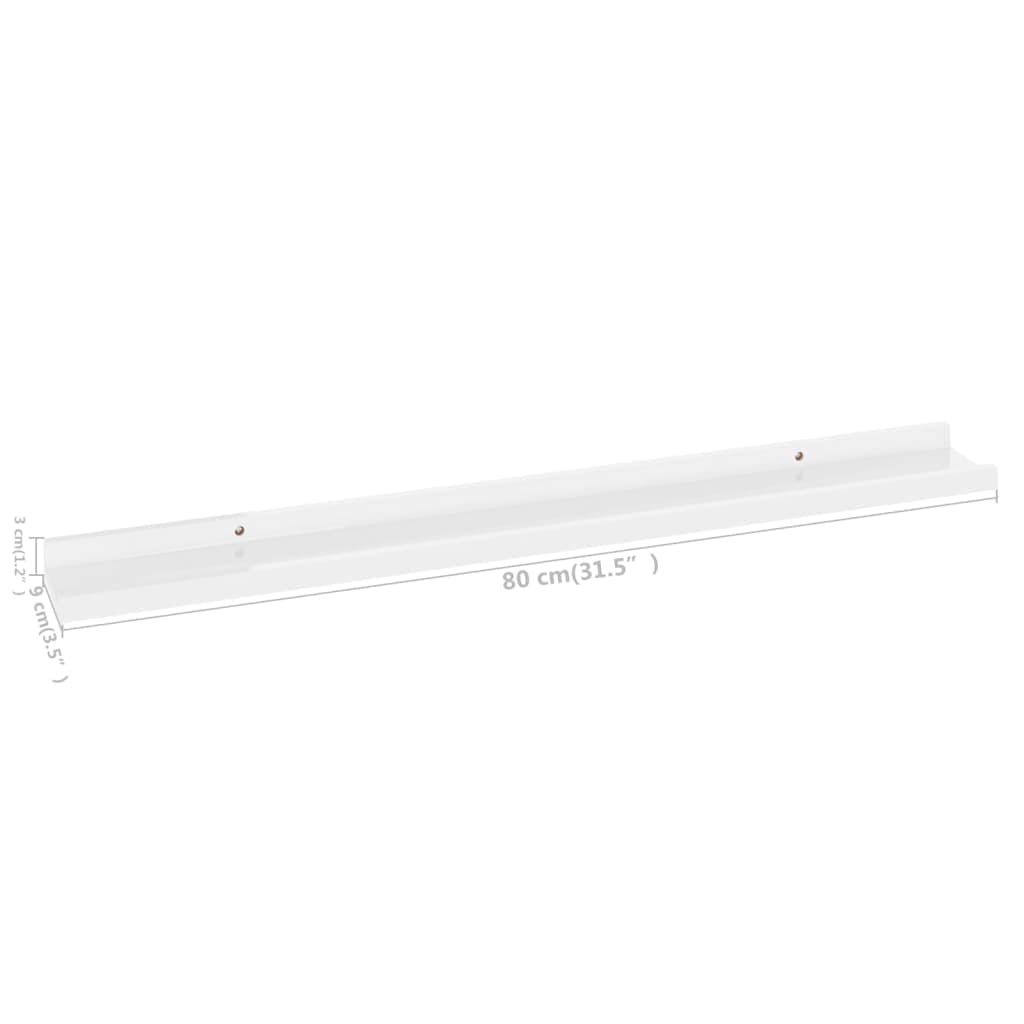 vidaXL 2-Pack High Gloss White Wall Shelves - Modern MDF Floating Shelves for Living Room, Bedroom & Bathroom - Durable Storage & Display Shelves for Books, Decor & Essentials