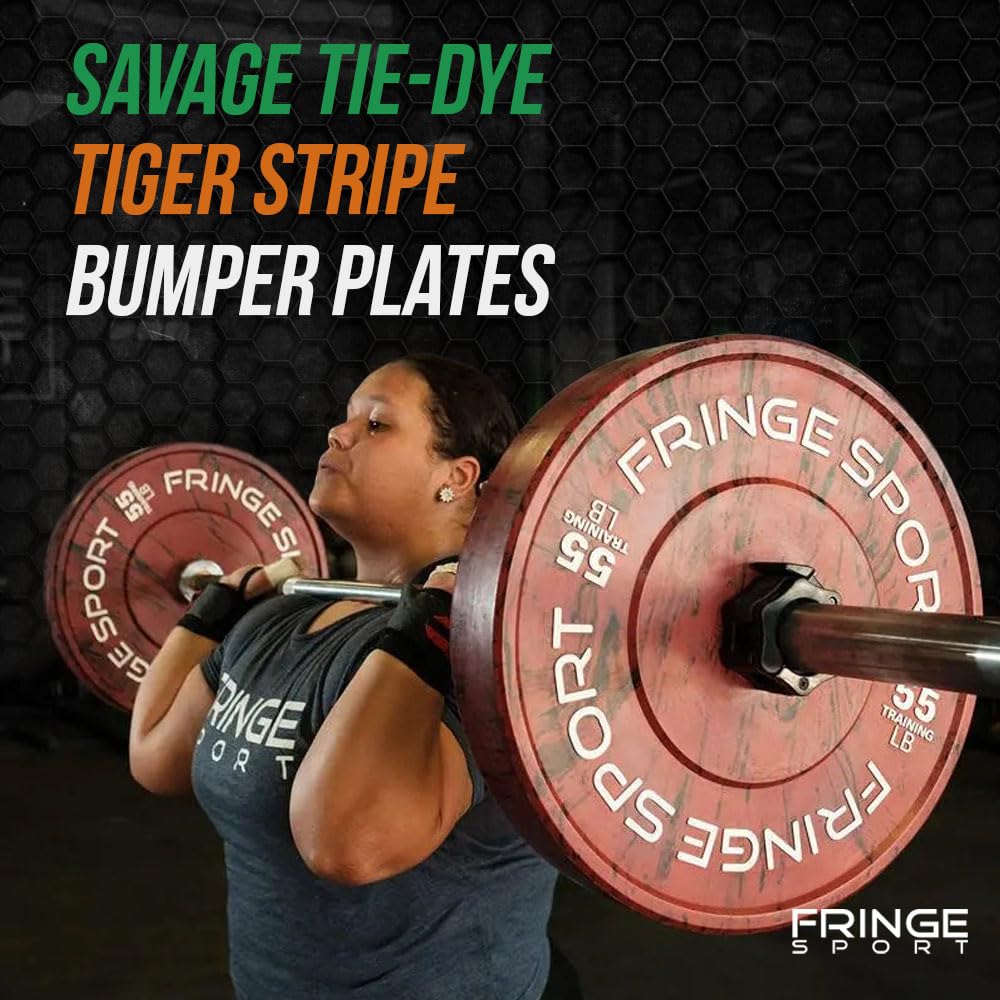 FringeSport Savage Bumper Plates Set - Olympic Rubber Weight Plates with Steel Insert (10lb-460lb) for CrossFit, Powerlifting & Home Gym Strength Training