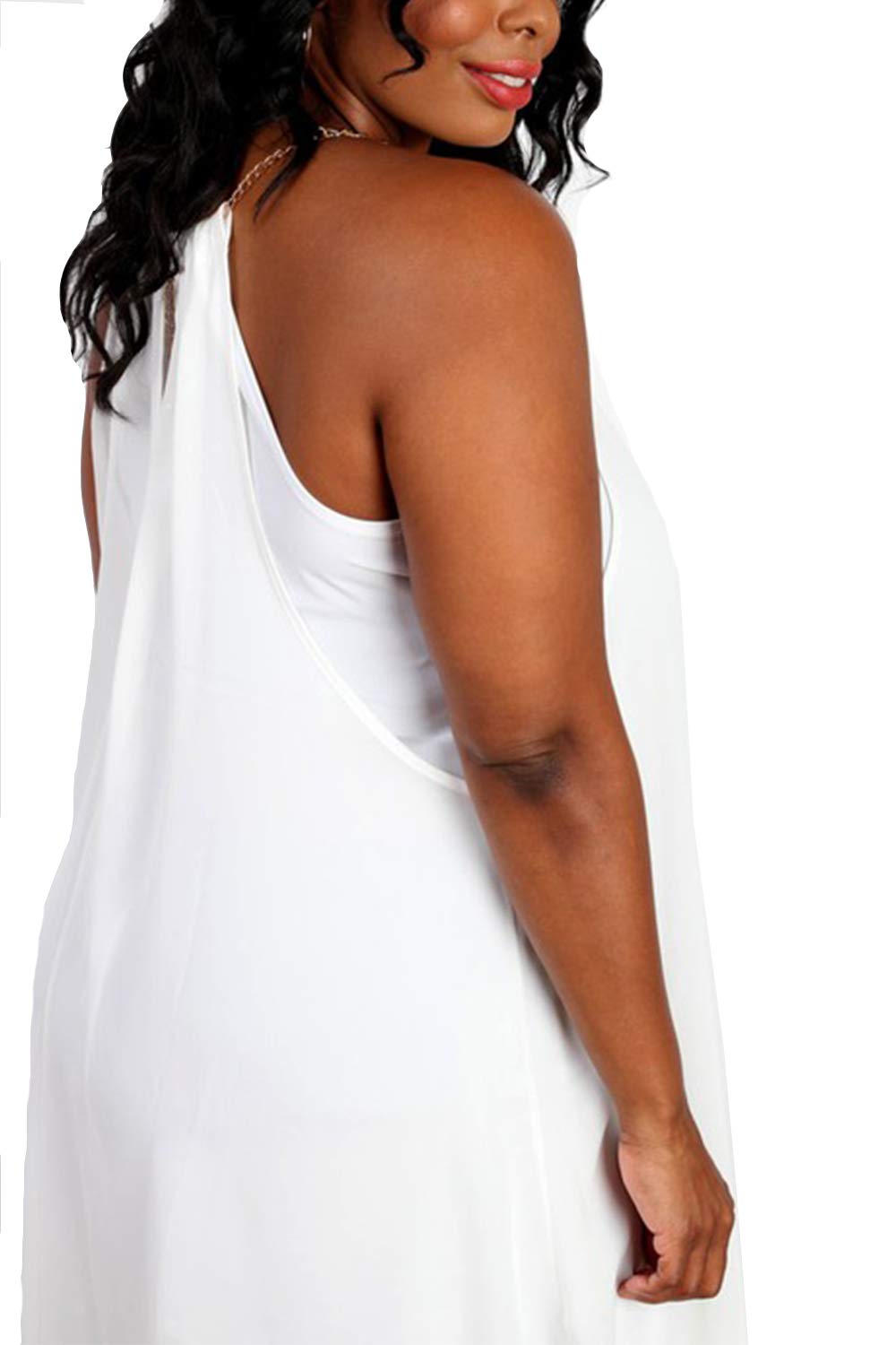 Benian Women's Plus Size Sleeveless Double Layer Party Cocktail Dress with Asymmetrical Chain Strap - Elegant Halter Neckline for Evening Events, Weddings & Special Occasions