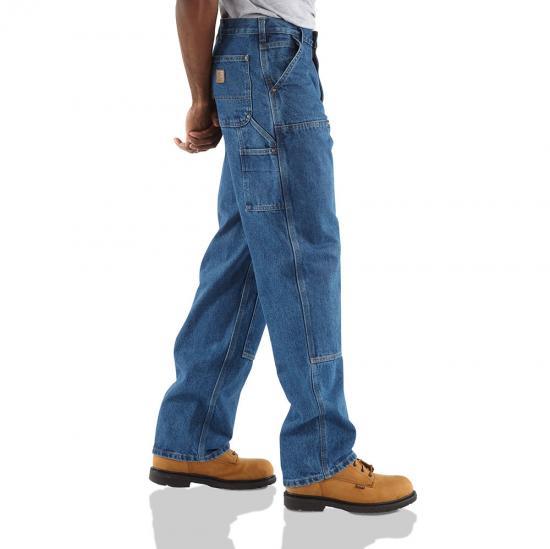 Original Fit Washed Logger Double Front Work Jeans for Men - Durable Denim Pants in Darkstone - Perfect for Construction, Farming & Outdoor Work