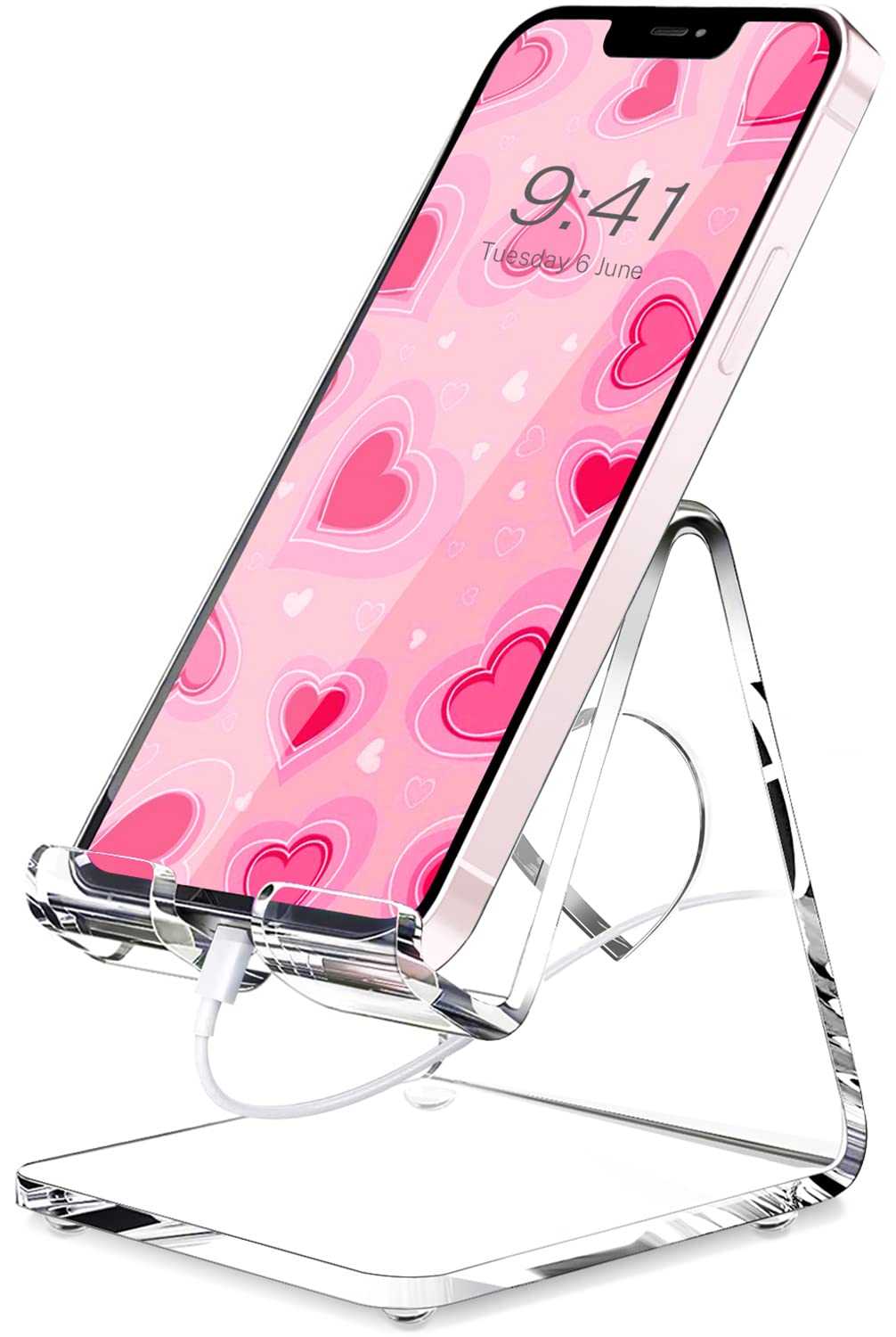 Premium Clear Acrylic Phone Stand - Universal Holder for iPhone 16/15/14/13 Pro Max/Mini/12/11/SE, Android, Switch & Tablets - Portable Desk Accessory for Home, Office & Travel Use