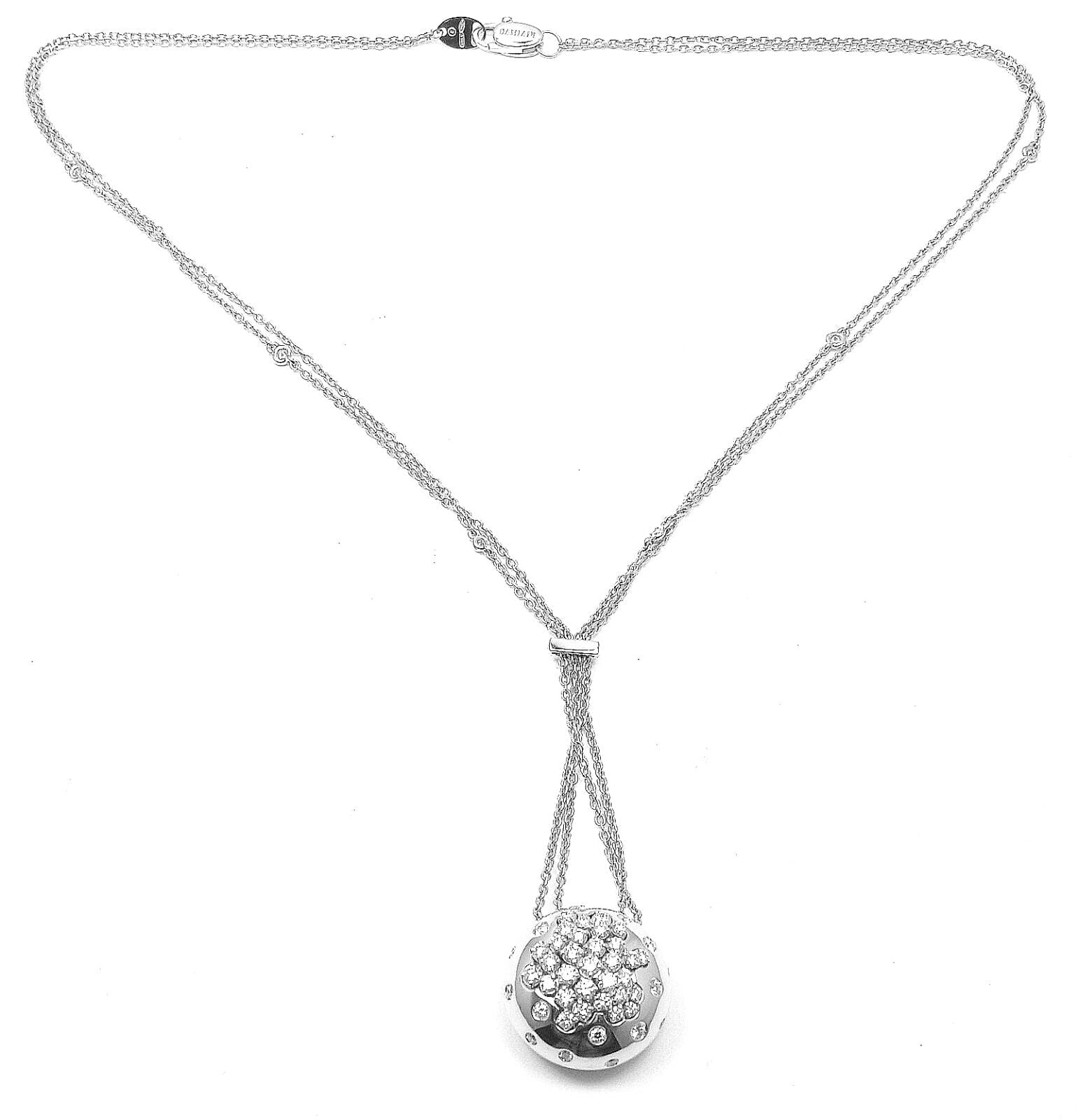 Authentic Damiani 18K White Gold Diamond Drop Cluster Pendant Necklace for Women - Elegant Jewelry Gift for Anniversary, Wedding & Special Occasions