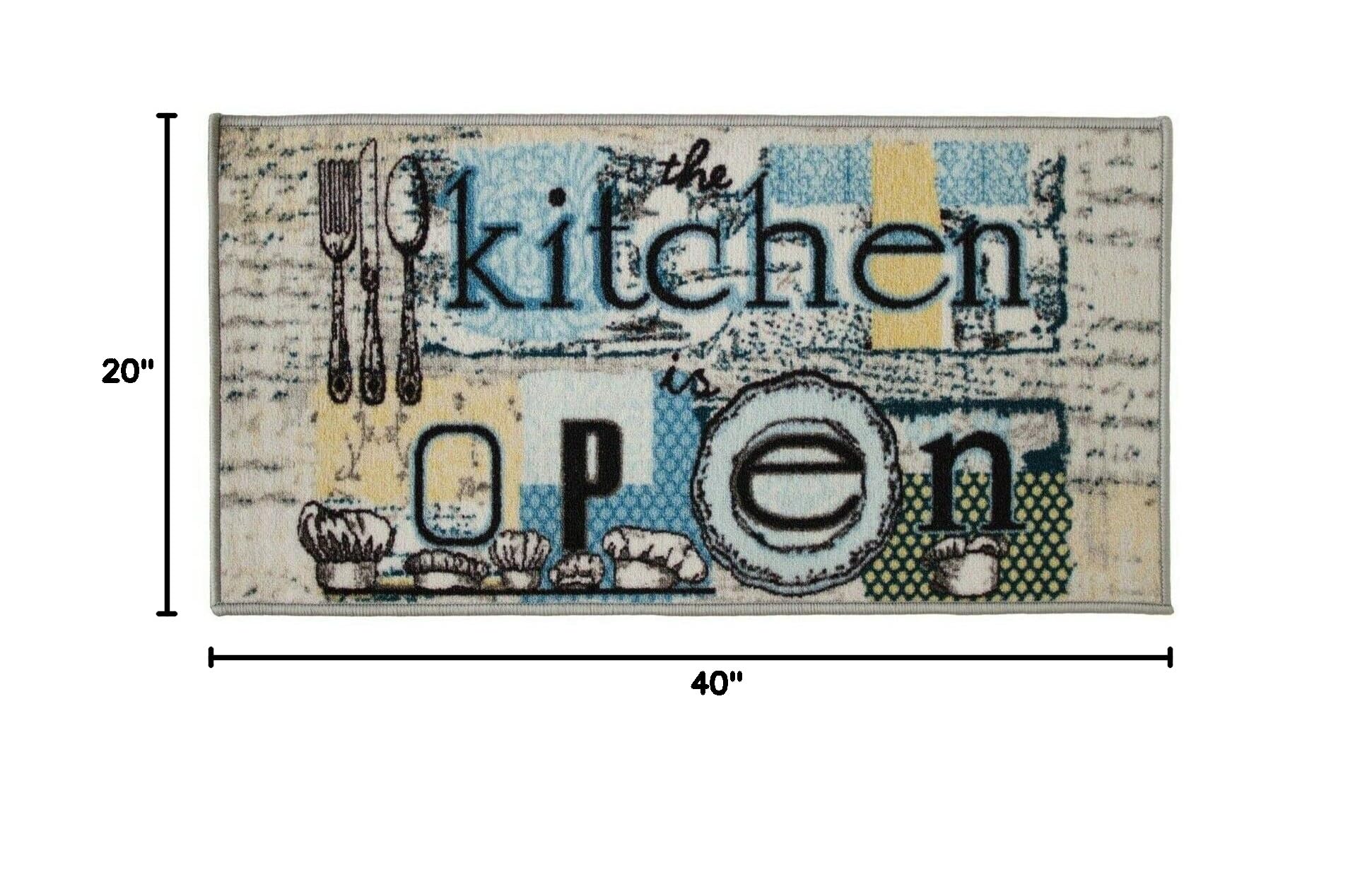 Kashi Home Kitchen Rug - Non-Slip Printed Area Rug with Latex Backing, Durable Farmhouse Floor Mat for Kitchen, Entryway & Dining Room (20x40 Inches, Rectangle)