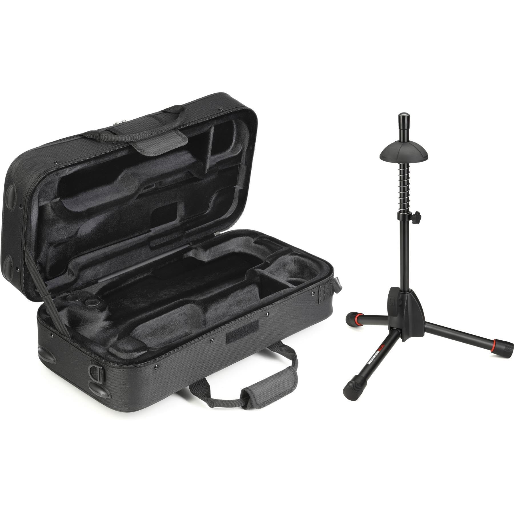 Protec MX301 MAX Trumpet Case with Mute Storage & Tripod Stand - Durable Black Instrument Case for Professional Musicians | Perfect for School Bands, Travel & Performances