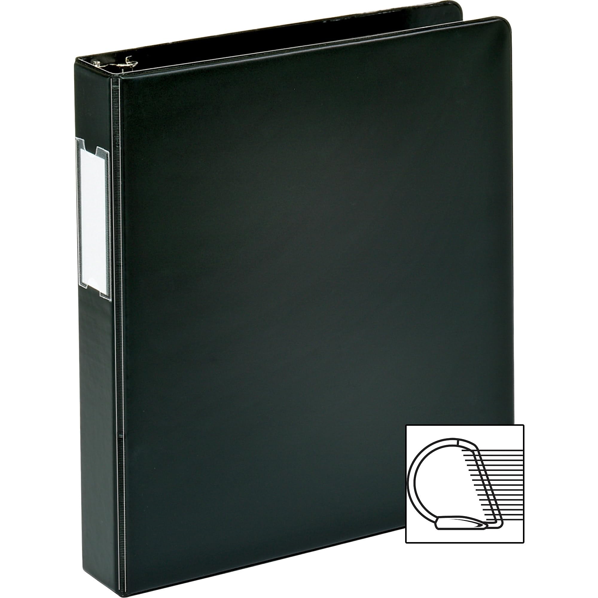 Business Source 1.5 Inch D-Ring Binder - Black (33125) for Office Organization, School Supplies & Document Storage
