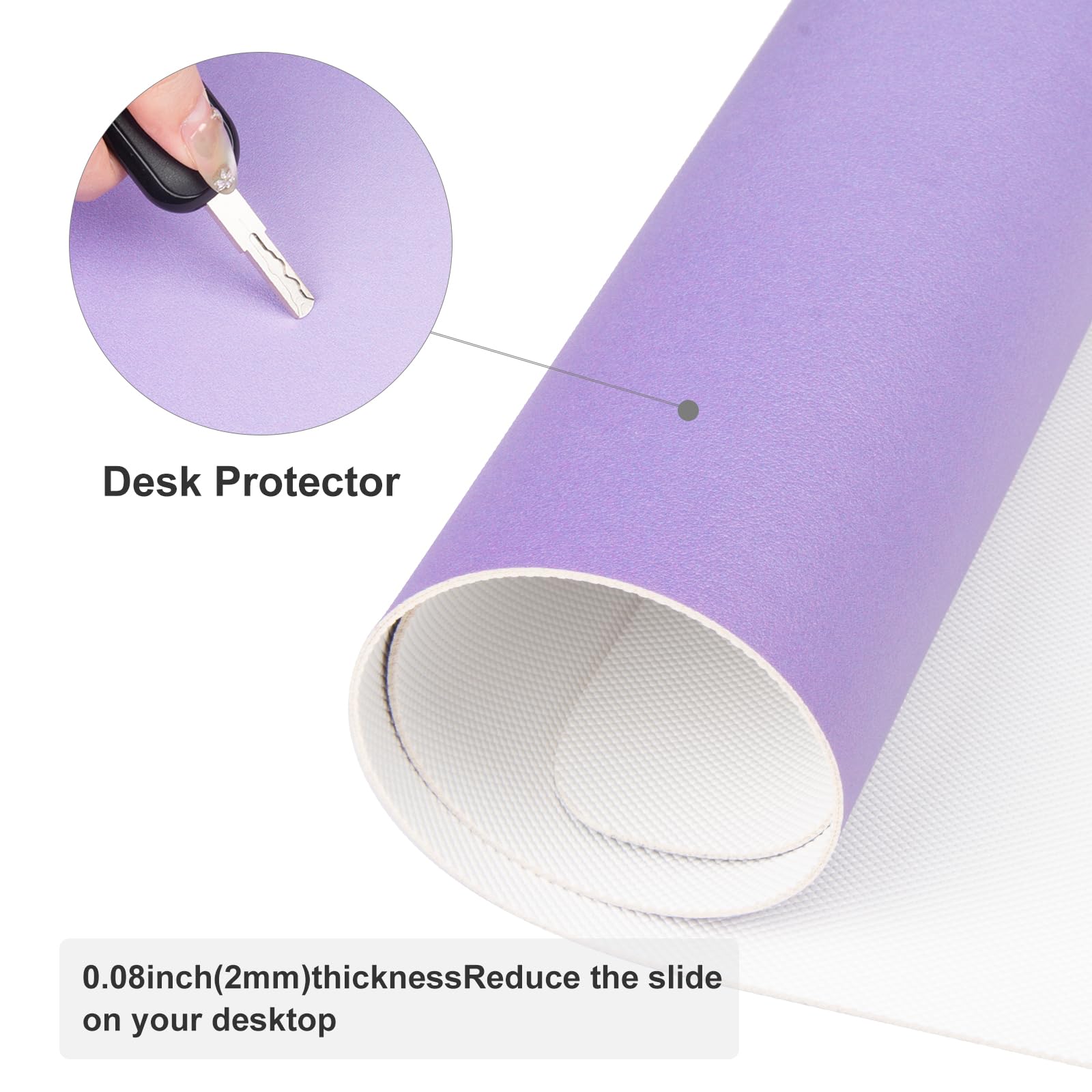 31.5x15.7 Inch Ombre Purple Leather Desk Mat - Non-Slip Large Keyboard & Mouse Pad for Office, Gaming & Study | Waterproof Desk Blotter Cover with Star Pattern - Perfect for Women's Workspace Décor & Computer Accessories