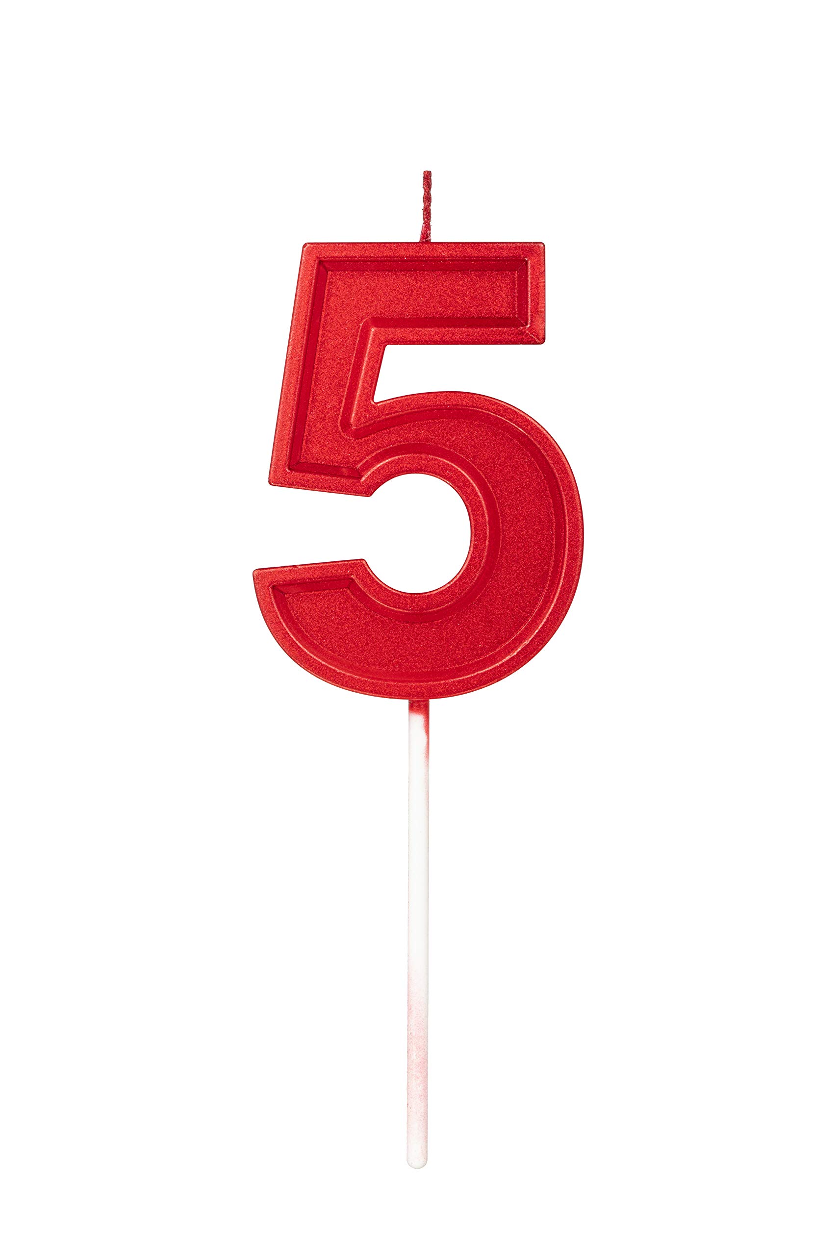 2.76 Inch Glitter Red Number 5 Birthday Candles - Cake Topper Decoration for Wedding Anniversary, Party Celebration - Perfect for Birthday Cakes, Cupcakes, and Dessert Tables