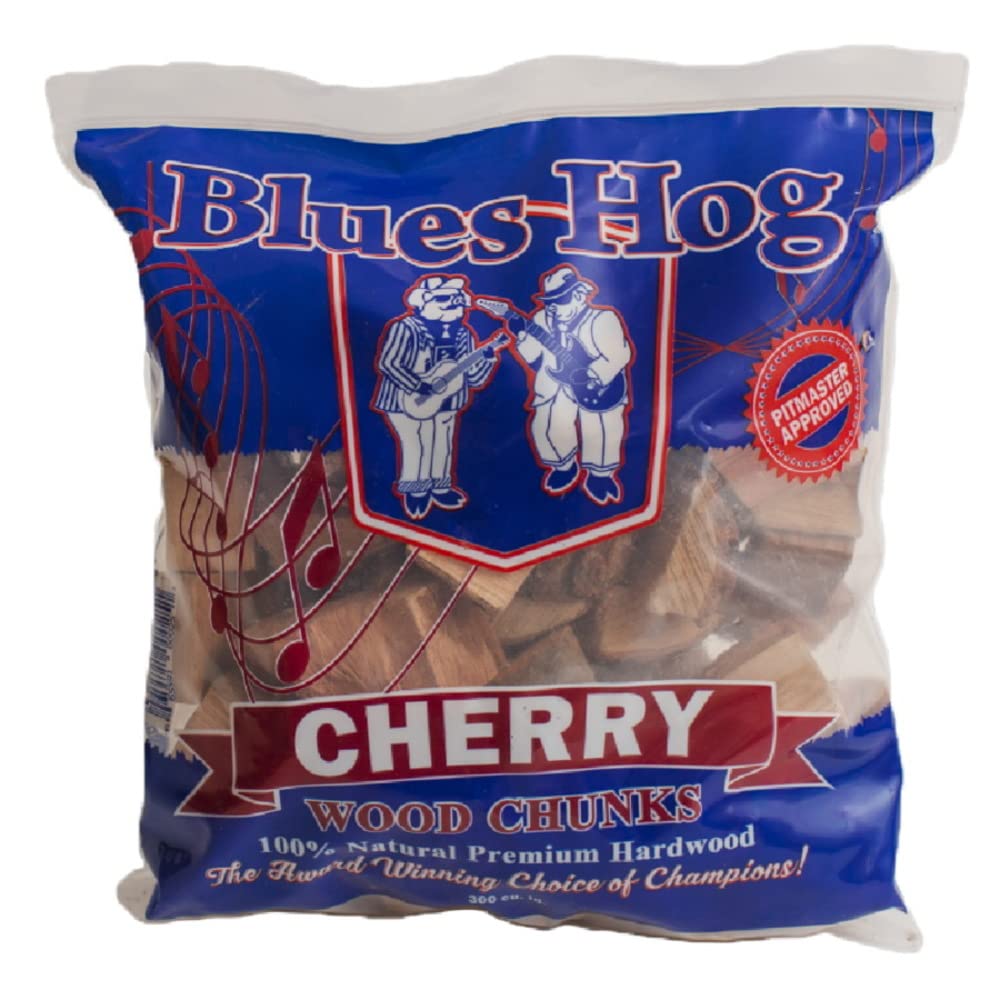 Premium Cherry Wood Chunks for Smoking - Blues Hog 300 Cu. in. BBQ Wood Chips - Perfect for Grilling, Smoking Meats & Enhancing Flavor in Pellet Smokers, Charcoal Grills & Outdoor Cooking