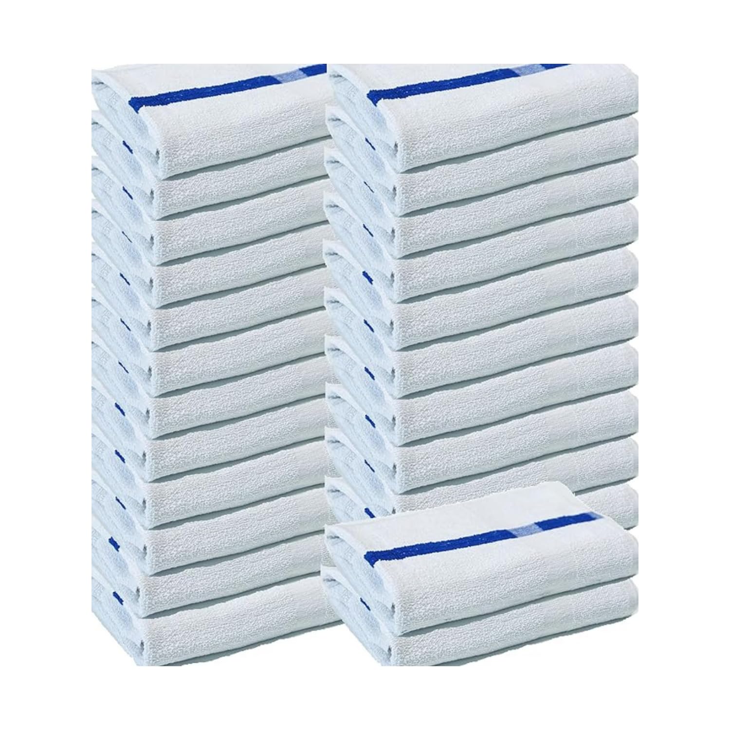Premium 24x48 Inch Soft & Absorbent Poolside Towels - 100% Cotton Bath Towels with White & Blue Stripe - Ideal for Swimming Pool, Spa, Gym, Beach, Hotel - Quick-Drying & Plush for Ultimate Comfort