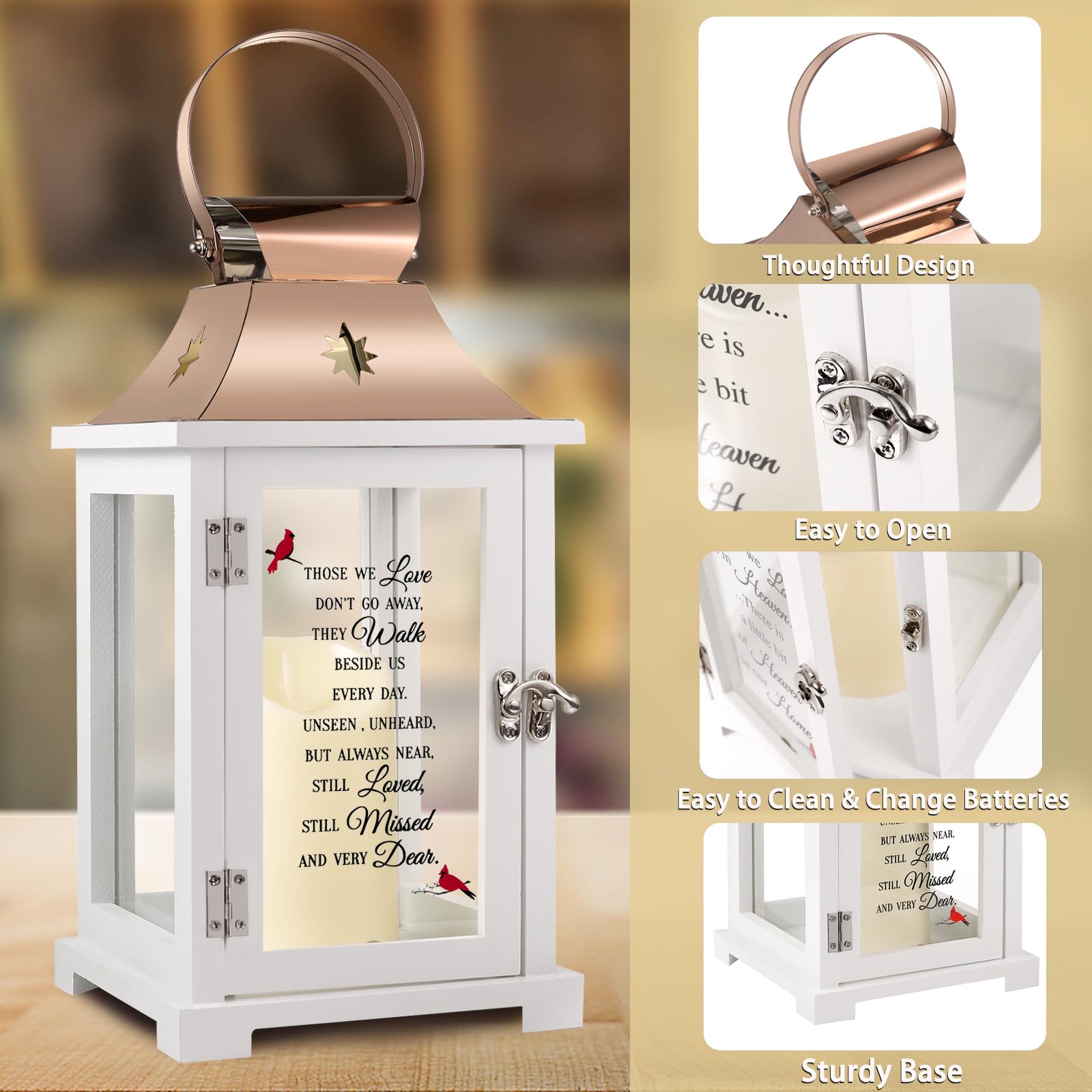 Memorial Lantern - Sympathy Gifts for Loss of Loved Ones, Bereavement & Funeral Keepsake - Celebration of Life Lantern for Mom, Dad, Family - In Memory Candle Holder for Home, Cemetery, or Memorial Services