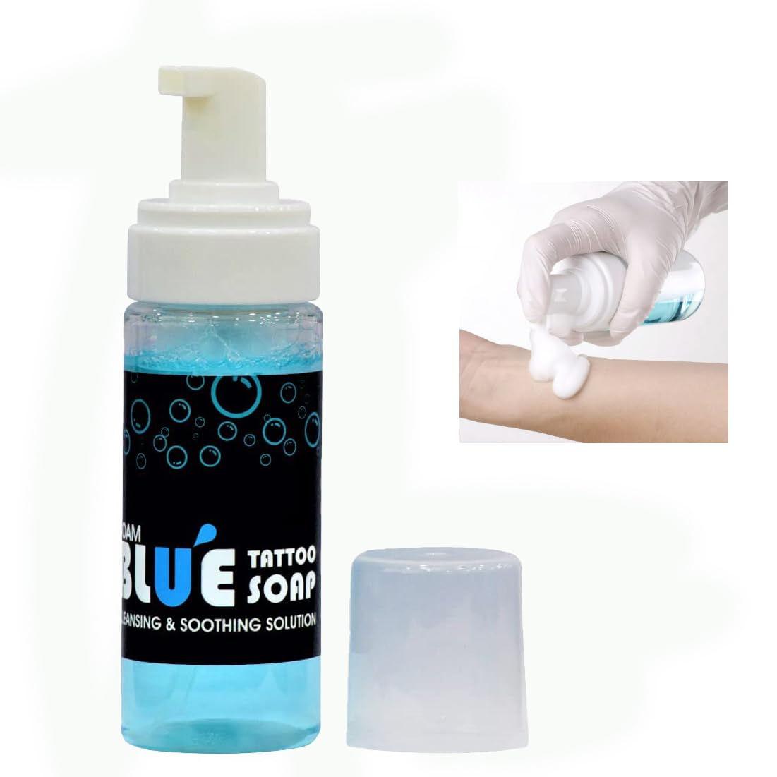 Tattoo Gizmo Healing & Cleaning Foaming Blue Soap - 5oz (150ml) | Antibacterial Tattoo Aftercare Soap for Fresh Ink & Piercings | Perfect for Tattoo Artists & Studio Use