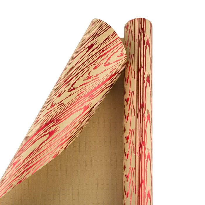 JAM Paper Christmas Wrapping Paper - 15 Sq Ft Kraft Gift Wrap Roll with Bark Design for Holiday Presents - Perfect for Christmas Gifts, Party Favors & Home Decor