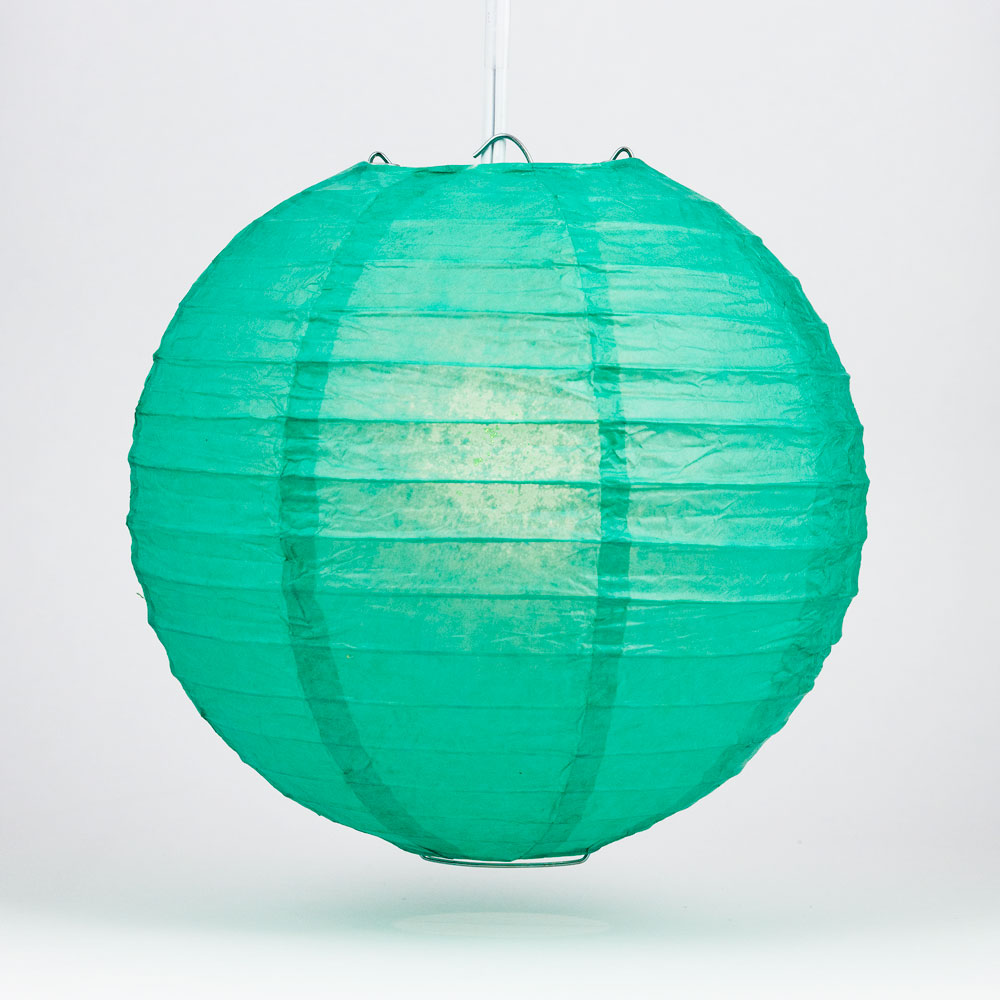 30 Teal Green Jumbo Round Paper Lanterns with Even Ribbing - Party Decorations for Wedding, Birthday & Home Decor (Value Pack)