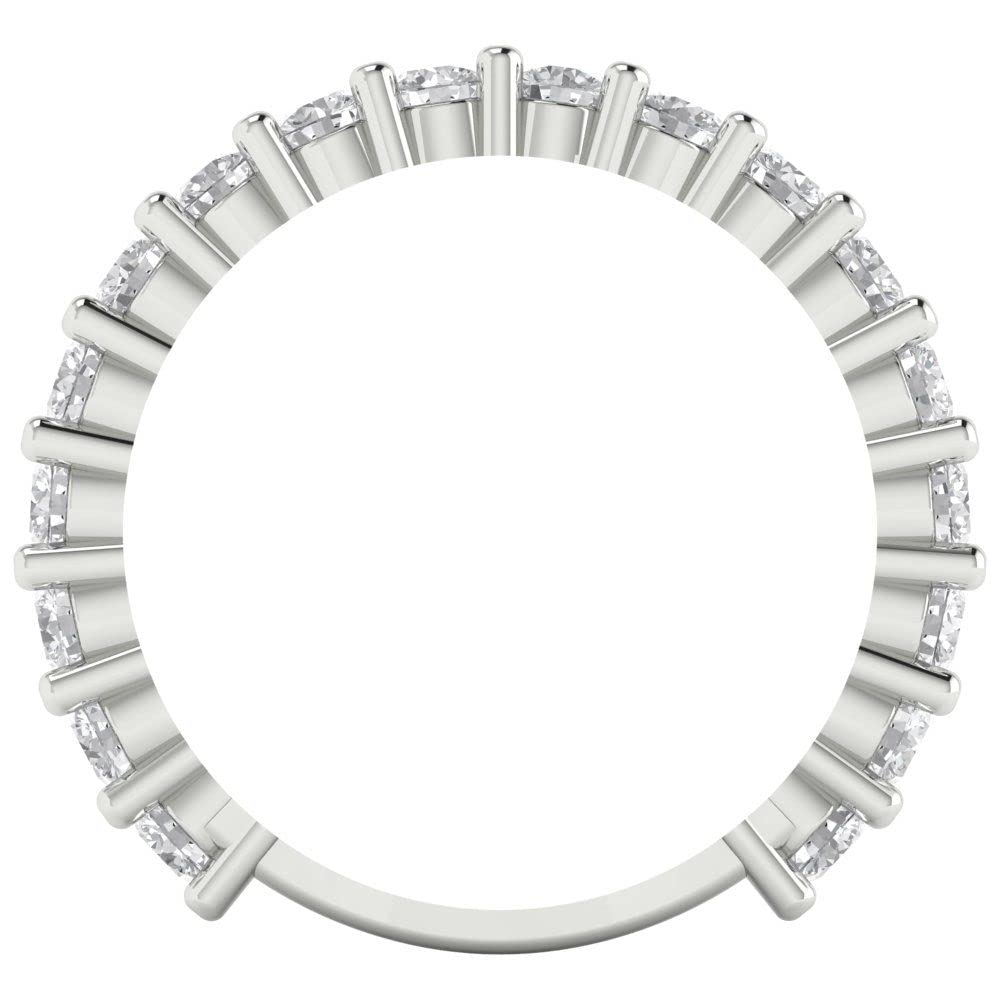 1.52 Carat Brilliant Round Cut Clear Simulated Diamond 14k White Gold Eternity Wedding Band Ring - Perfect for Anniversary Gifts, Engagement Rings & Bridal Jewelry