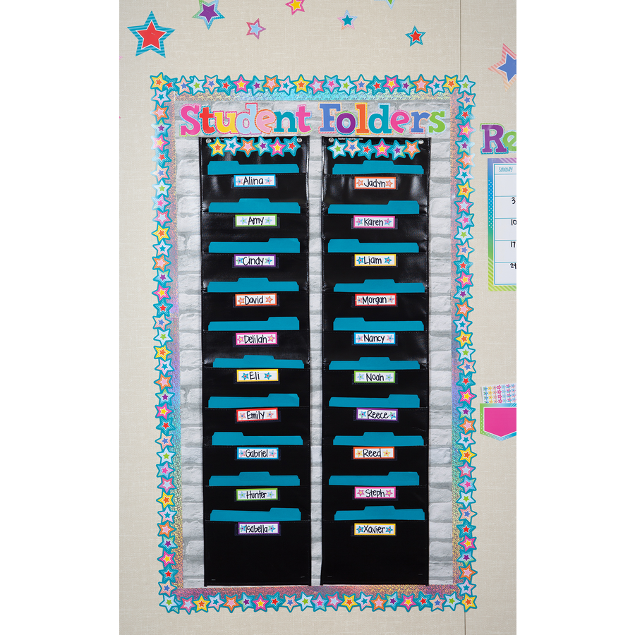 10-Pocket Black File Storage Organizer Chart - Perfect for Classroom, Office & Home Document Organization