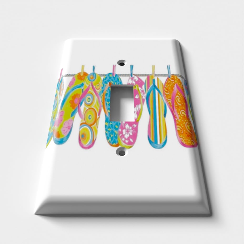 Hanging Beach Sandals Light Switch Cover - Single Toggle Wall Plate for Coastal Decor