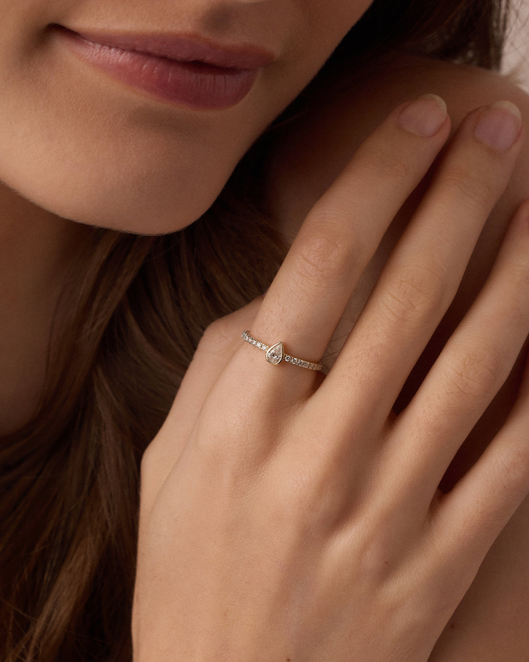 Lab Grown Diamond Pear Eternity Ring for Women - 14K White Gold Wedding Band, Anniversary Gift, Engagement Ring - Perfect for Bridal Jewelry & Special Occasions