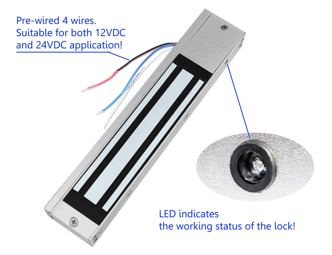 12VDC 24VDC 600lbs Magnetic Door Lock - Waterproof Electromagnetic Lock for Indoor/Outdoor Use with Z & L Brackets | Secure Access Control for Doors & Gates | Ideal for Offices, Homes & Commercial Buildings