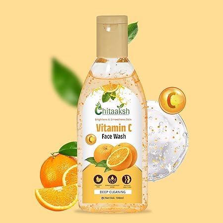 Vitamin C Face Wash for Radiant Skin - 100ml Chemical-Free Cleanser with Orange Exfoliating Beads | Daily Brightening Facial Cleanser for Glowing Complexion | Perfect for Morning & Night Skincare Routine