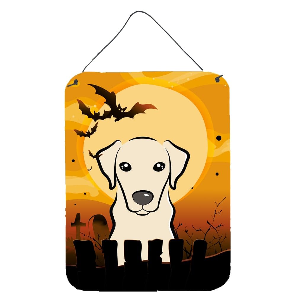 Halloween Yellow Labrador Metal Wall Decor - 12x16 Aluminum Sign for Kitchen, Bar, Bathroom & Front Door | Seasonal Home Decor for Halloween Parties & Fall Festivals