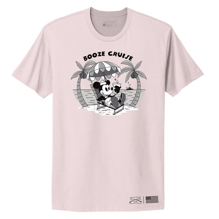 Women's Booze Cruise Boyfriend Fit T-Shirt - Light Pink | Comfortable Casual Tee for Beach Parties, Girls Night Out & Summer Vacations