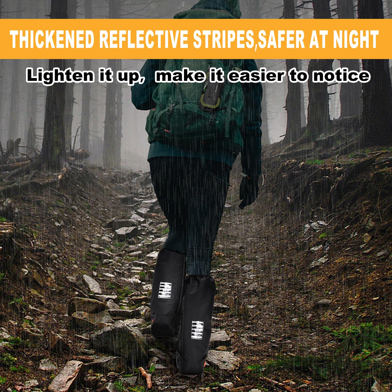 Waterproof Unisex Reflective Rain Shoe Covers - Anti-Slip Reusable PVC Overshoes for Men & Women (Large Size) - Perfect for Hiking, Commuting & Outdoor Work in Wet Weather