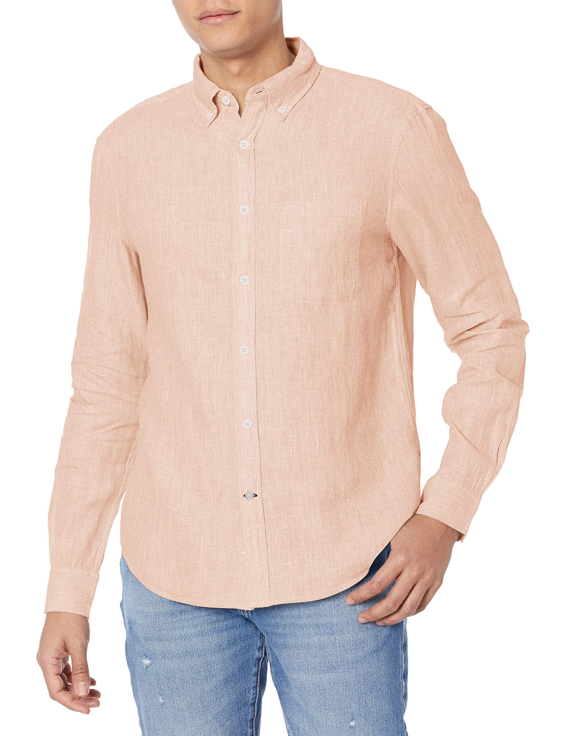Club Monaco Men's Long Sleeve Linen Shirt - Breathable Casual Button Down for Summer | Office Wear & Beach Vacation Outfit