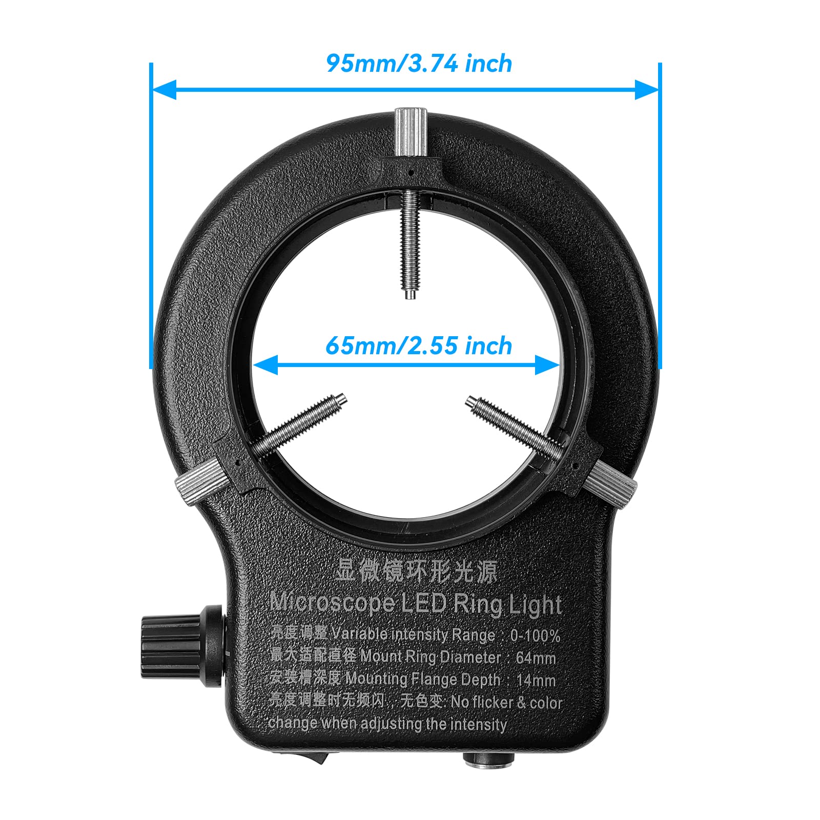 144 LED Ring Light for Stereo Microscope - 64 White Adjustable Illuminator for Industrial Monocular/Binocular/Trinocular Microscopes - Perfect for Soldering, Repair Work & Microscope Video Photography
