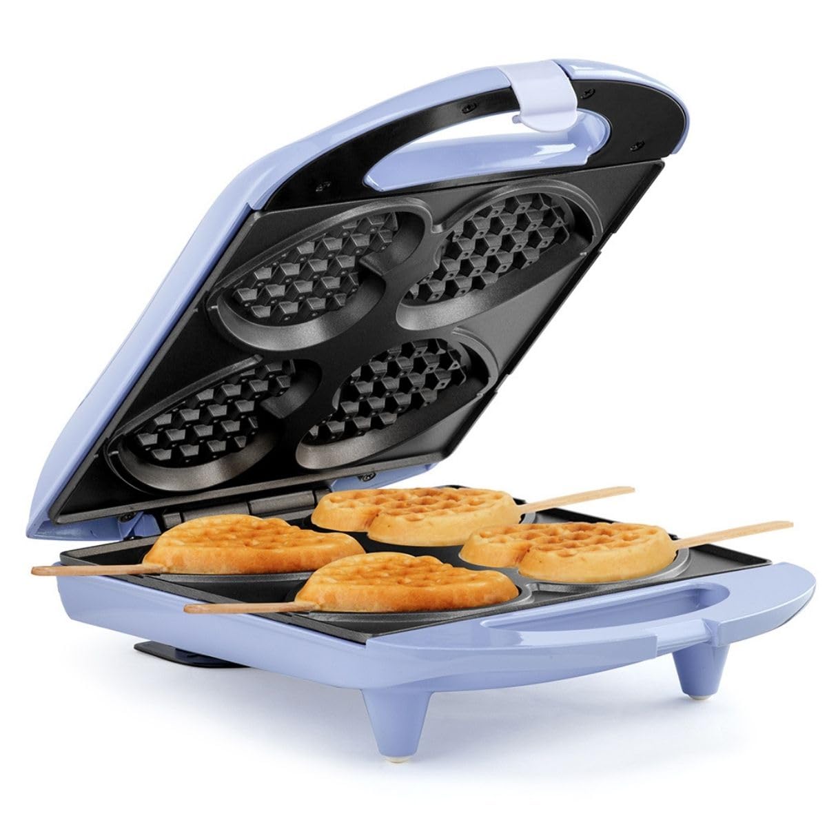 Holstein Housewares Non-Stick Heart Waffle Maker - Lavender Purple, 4 Heart-Shaped Waffles in Minutes - Perfect for Valentine's Day Breakfast, Romantic Dates & Family Brunch