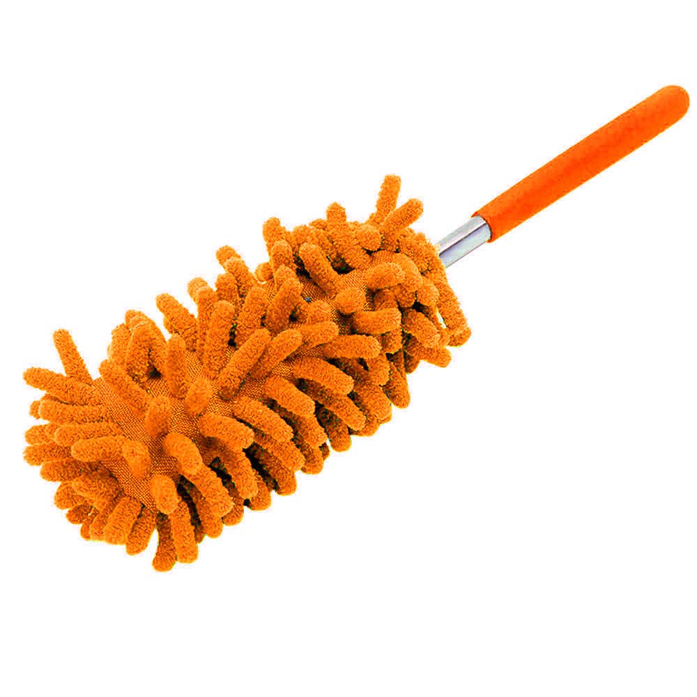 Sothread(TM) Extendable Microfiber Duster - Telescopic Cleaning Tool for Home, Car, Ceiling & Hard-to-Reach Corners | Dust Removal & Kitchen Cleaning Accessories (Orange) | Perfect for High Ceilings, Ceiling Fans, Shelves & Car Interiors