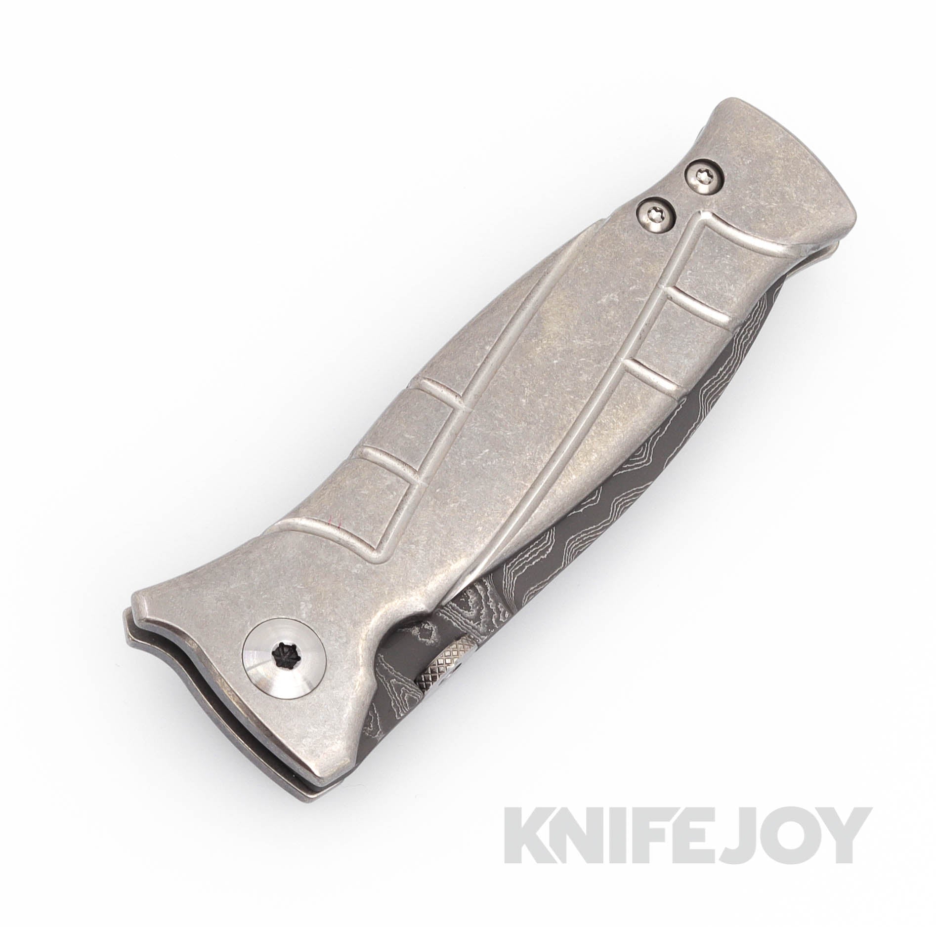 Premium Les George Custom MK3 Damascus Folding Knife - Titanium Handles, Razor Sharp Blade - Perfect for Outdoor Adventures, Camping & EDC (Everyday Carry)