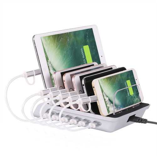 6-Port USB Hub Charger with 10.2A Fast Charging - Multi-Port Charging Station for iPhone, iPad, Samsung Tablets & Smartphones - Perfect for Home, Office & Travel Use