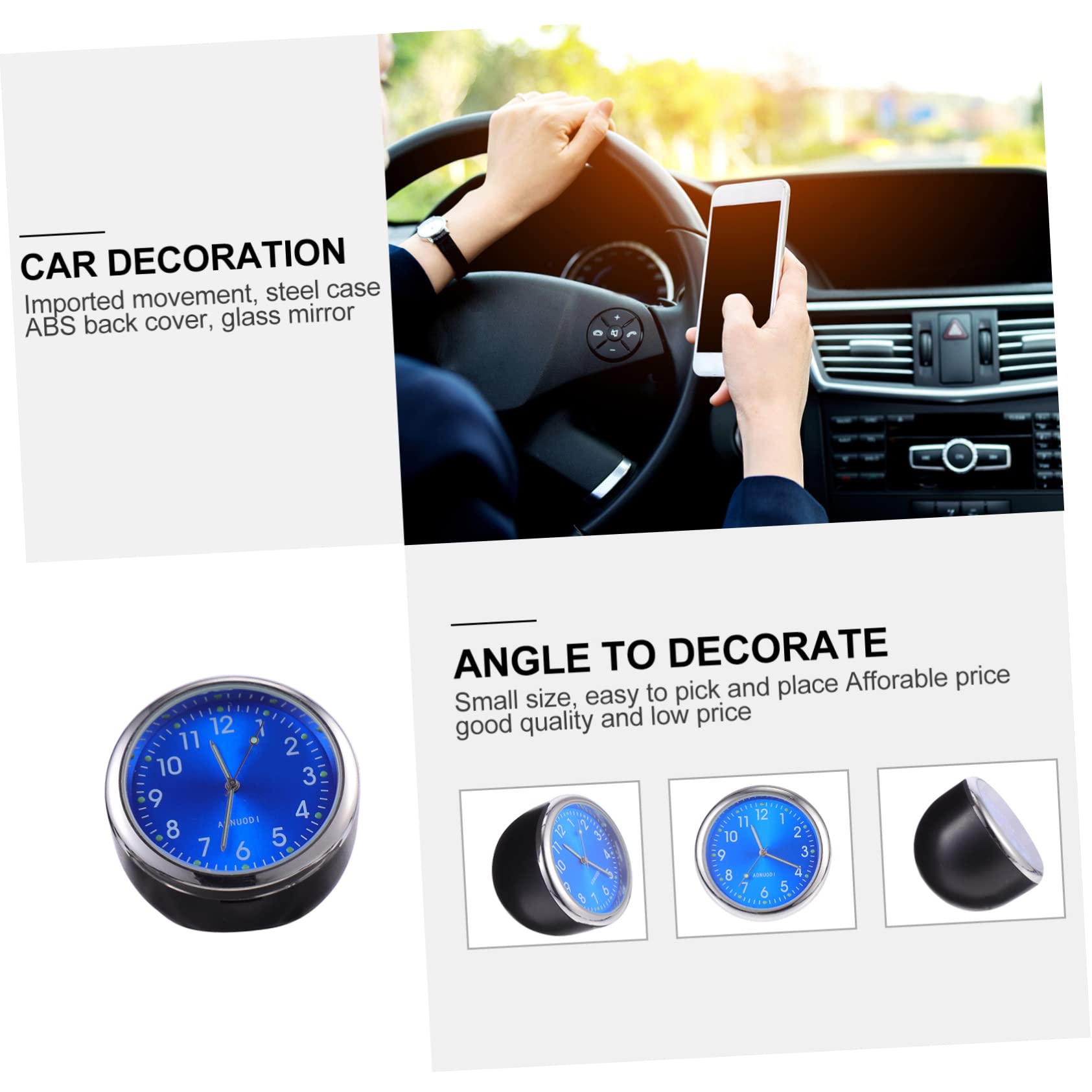 1pc Mini Car Dashboard Clock with Luminous Display, Quartz Hygrometer, and Mount for Vehicles - Perfect for Night Driving and Interior Decoration
