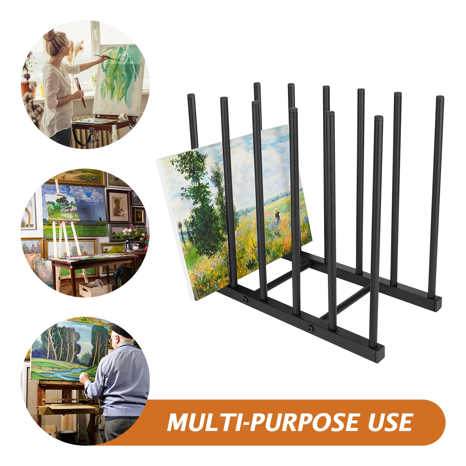 Metal Art Storage Rack for Canvas Frames & Drawing Boards - Heavy Duty Black Painting Organizer | Perfect for Art Studios, Classrooms & Home Decor Organization
