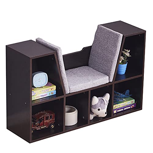 6-Cubby Kids Bookcase - Dark Brown Wooden Storage Organizer for Children's Books & Toys | Perfect for Bedroom, Playroom & Classroom Organization