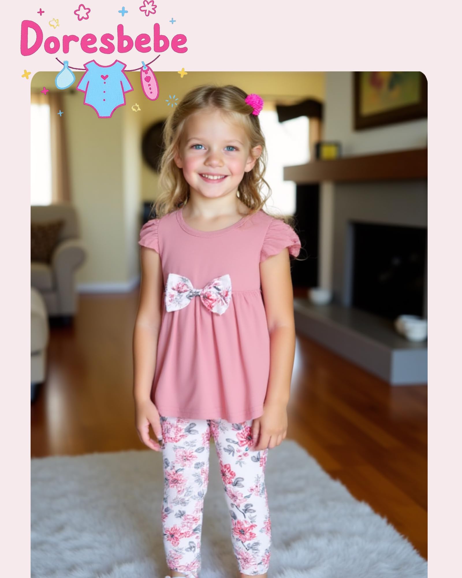 Adorable Toddler Baby Girl Outfits - Floral Ruffle T-Shirt & Pants Set for Summer & Spring | Cute Playtime & Photo Shoot Clothes