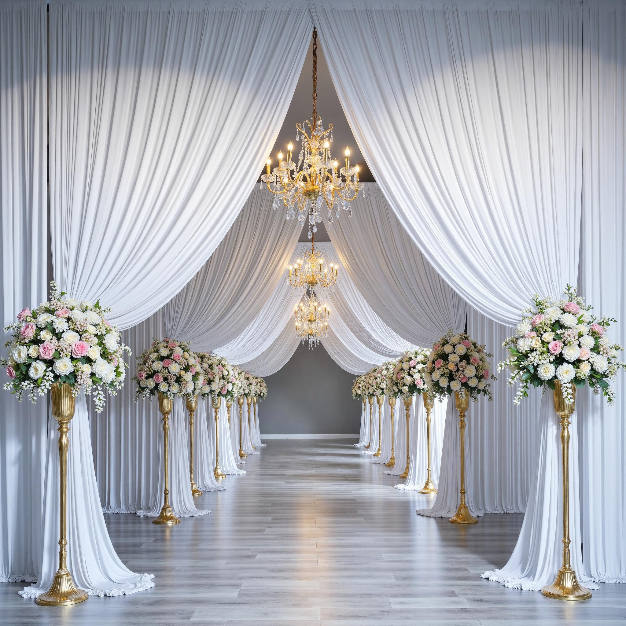 50ft x 15ft White Polyester Photo Backdrop Curtain - Wrinkle-Free Wedding & Birthday Party Photography Background Drapes - Perfect for Indoor Events, Studio Shoots, and Special Occasions