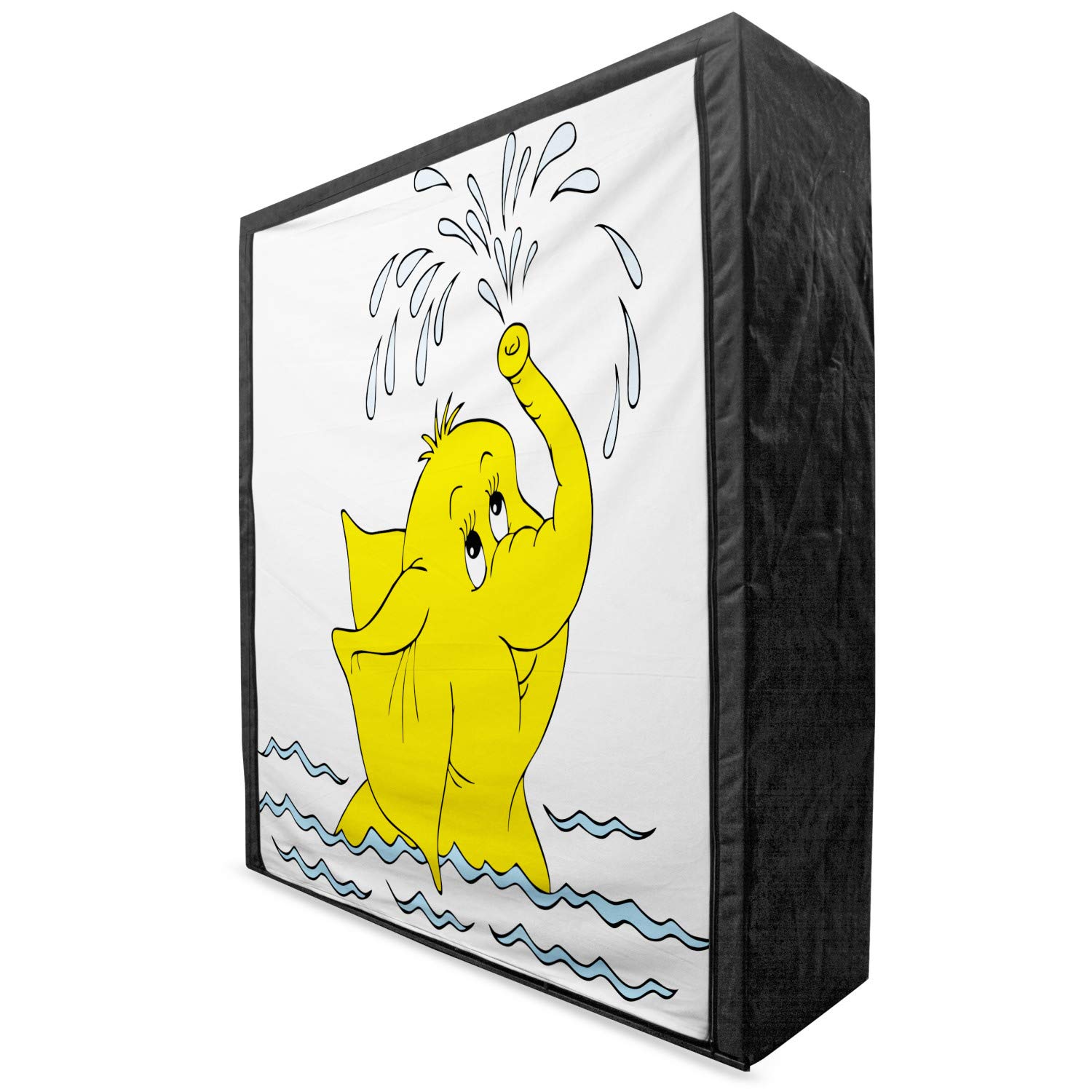 Ambesonne Animal Portable Fabric Wardrobe - Cartoon Elephant Spraying Water Design, 59